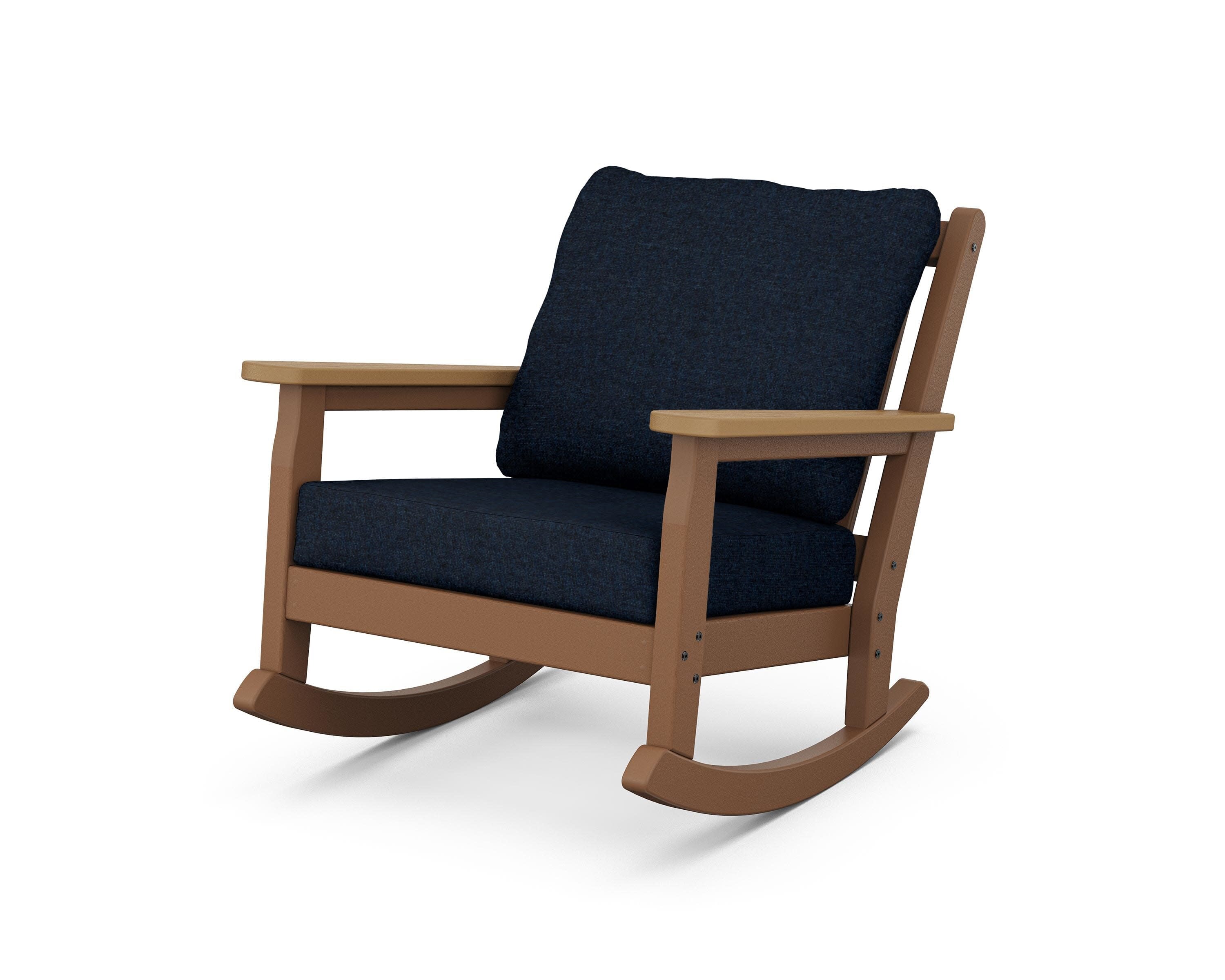 Chippendale Deep Seating Rocking Chair in Teak / Natural / Marine Indigo