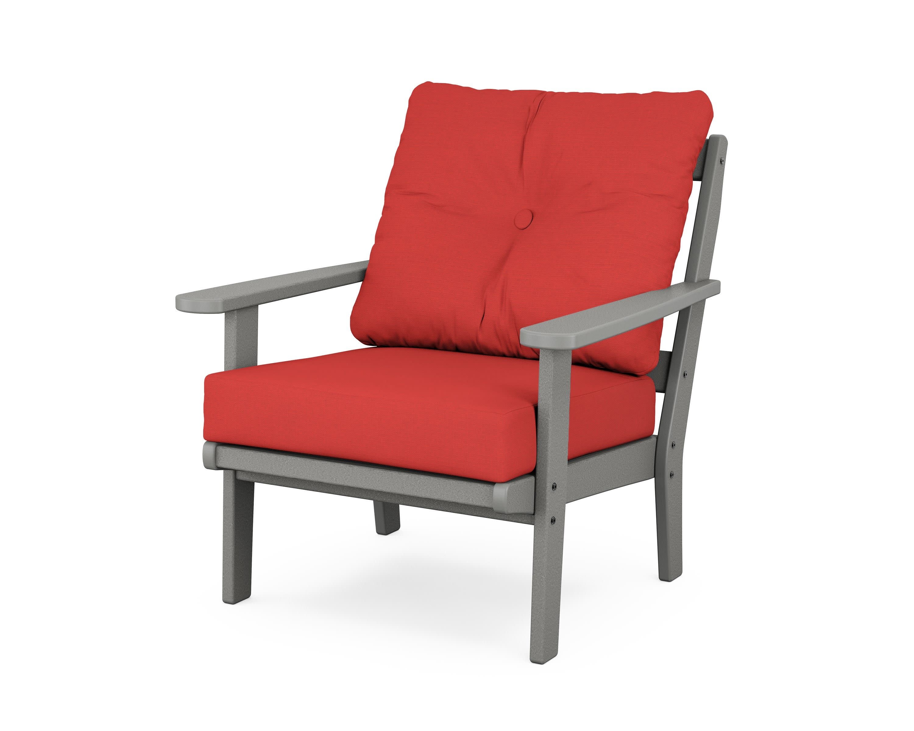 Mission Deep Seating Chair in Slate Grey / Crimson Linen