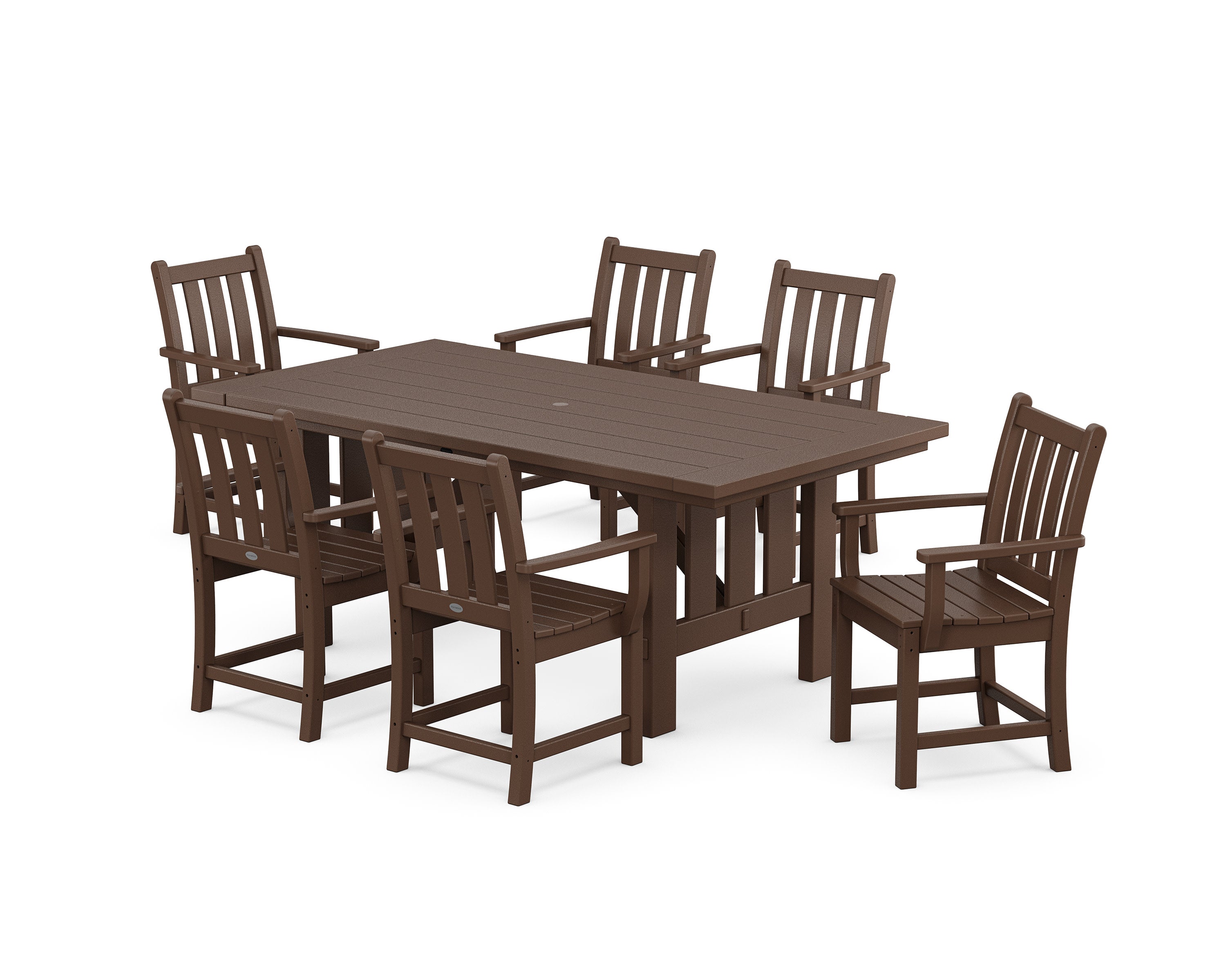 Traditional Garden Arm Chair 7-Piece Mission Dining Set in Mahogany