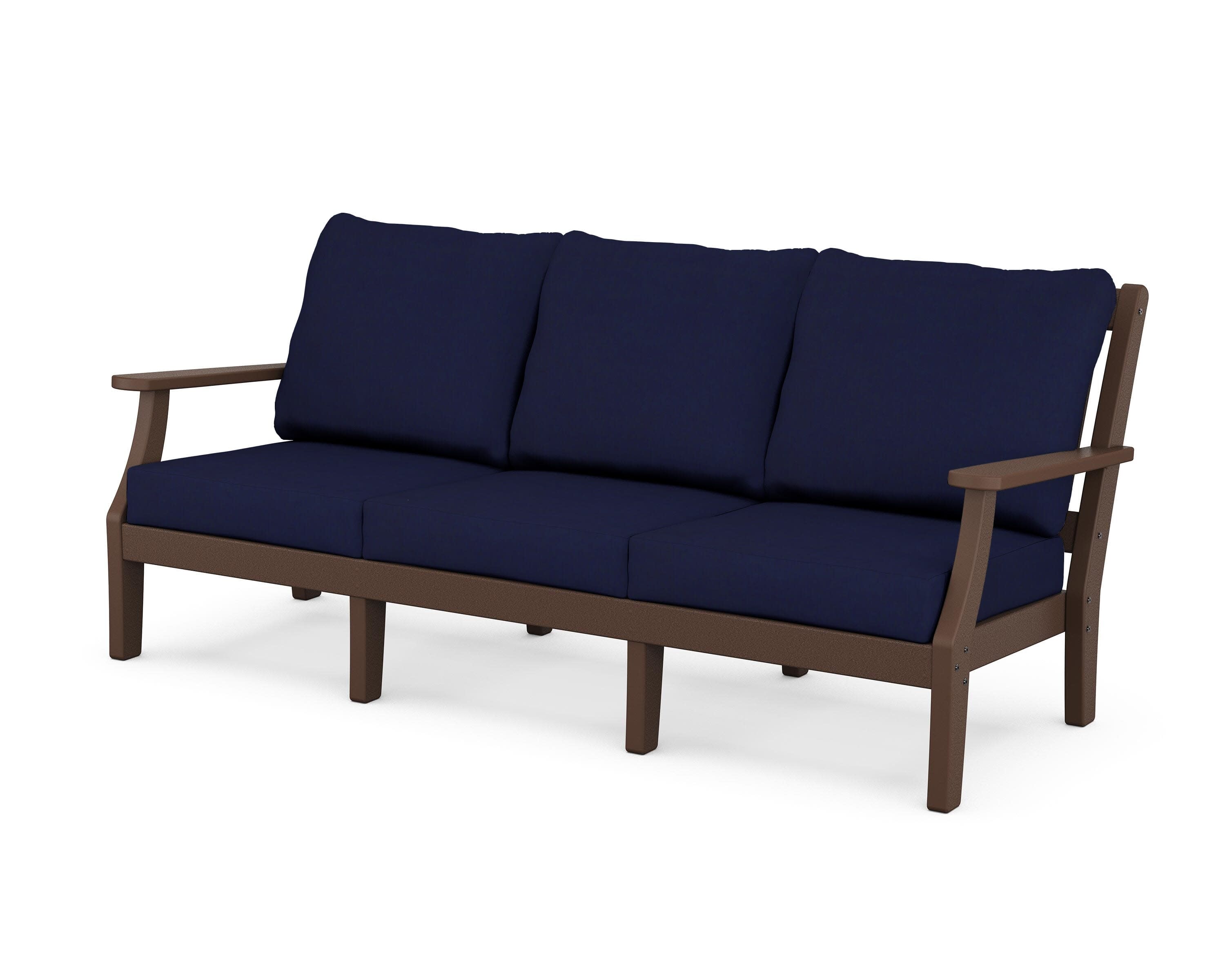 Chinoiserie Deep Seating Sofa in Mahogany / Navy