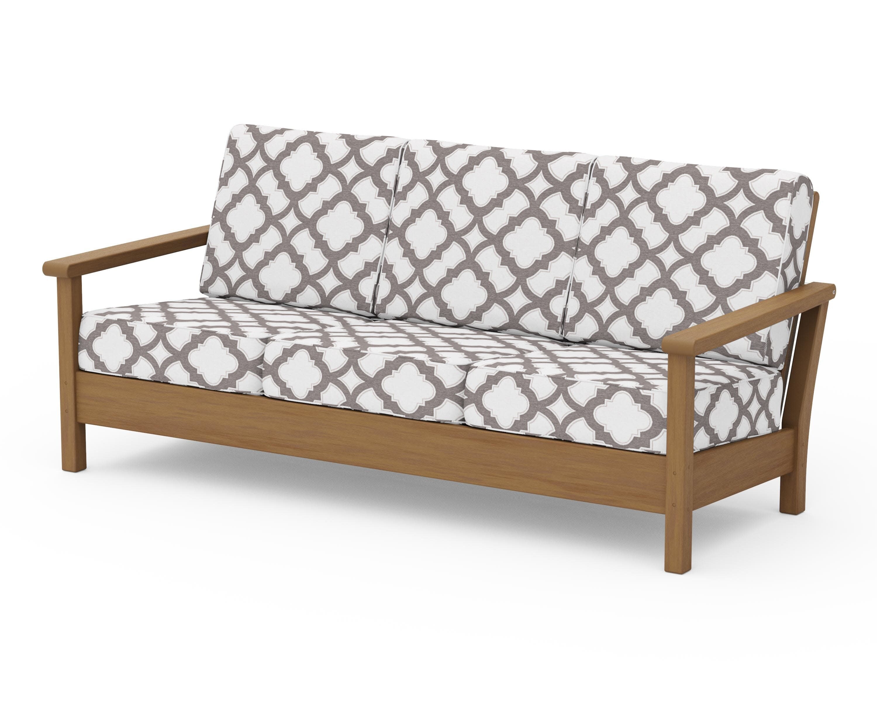 Harbour Deep Seating Sofa in Natural / Trellis Grey Mist