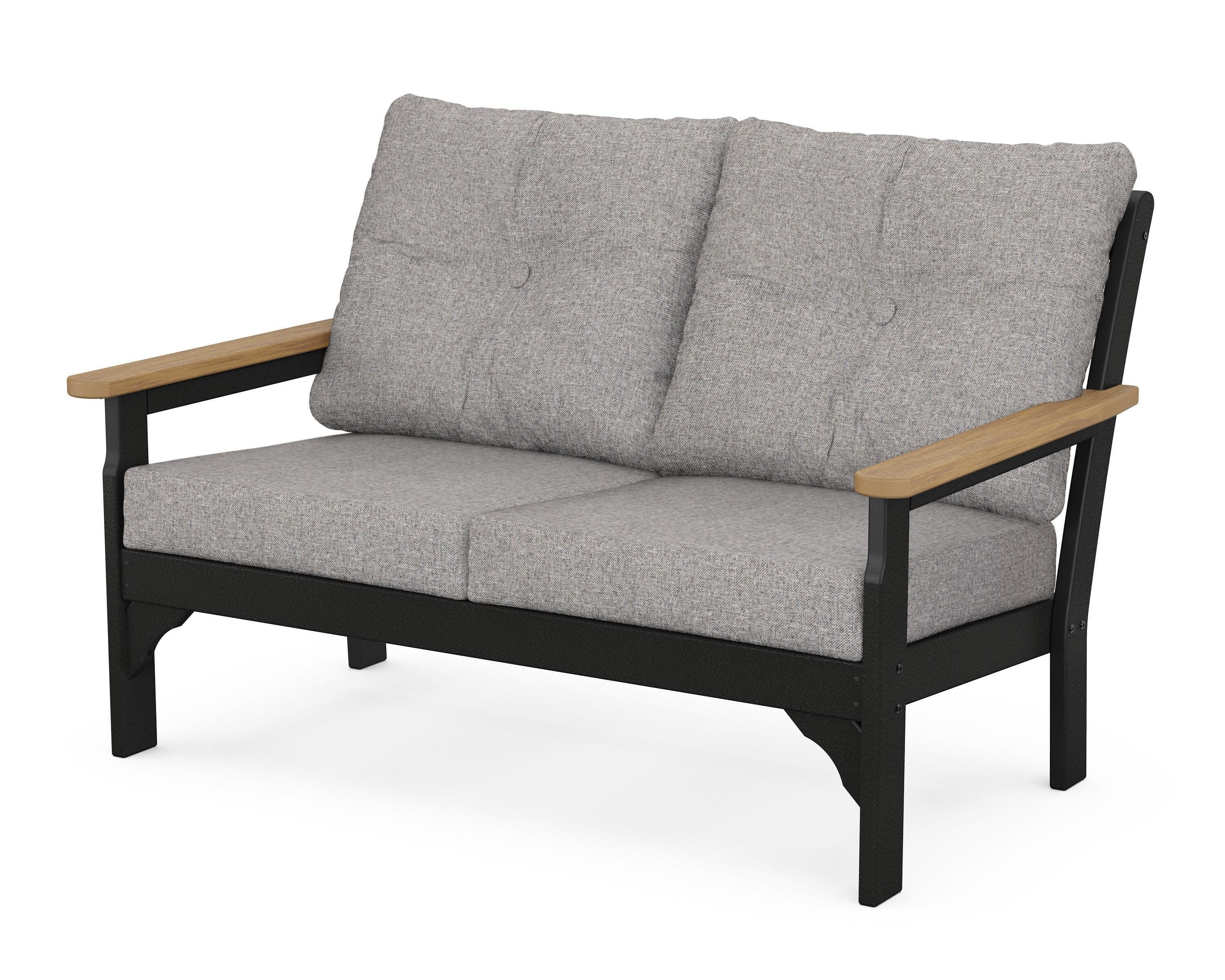 Vineyard Deep Seating Loveseat in Black / Natural / Grey Mist