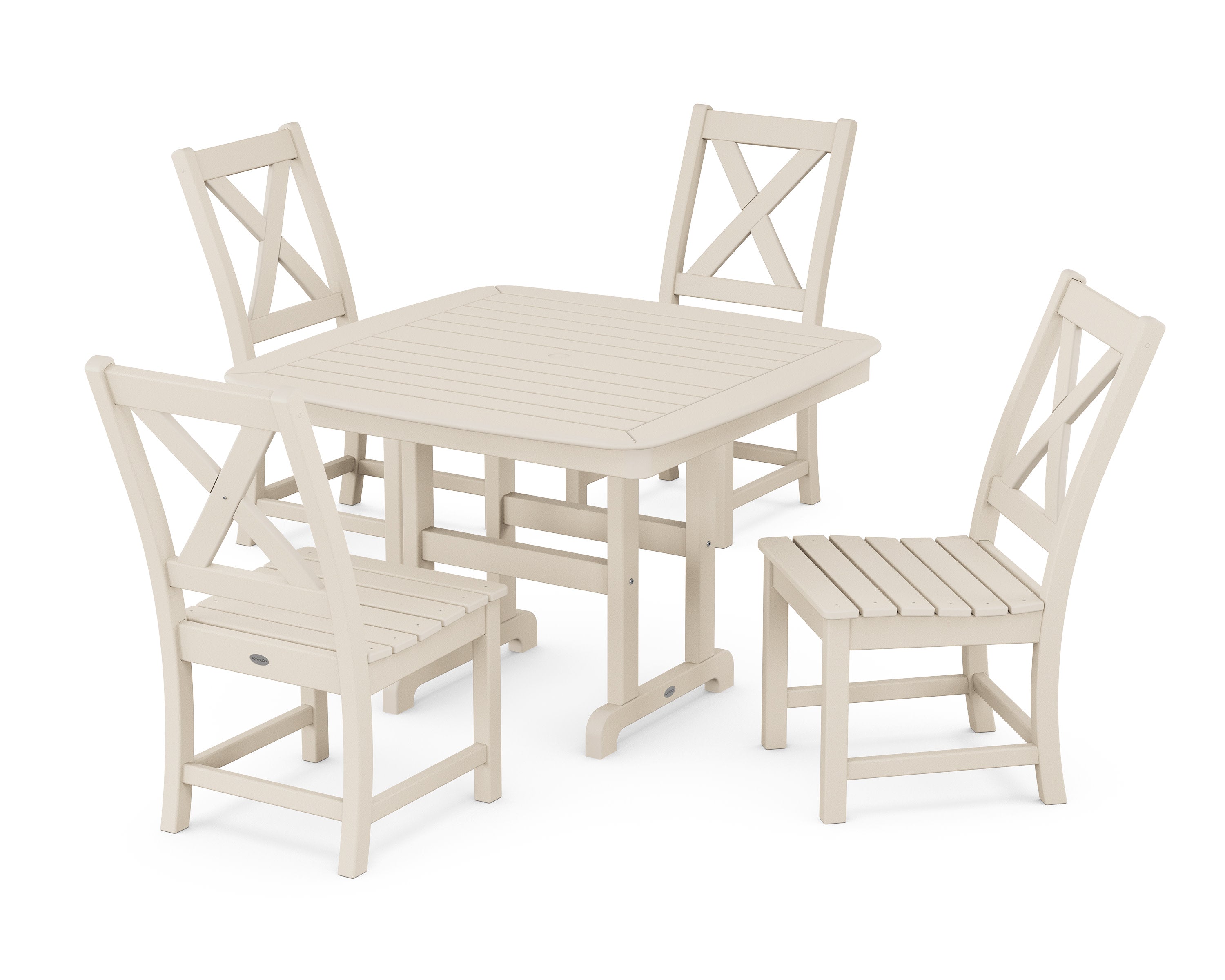 Braxton Side Chair 5-Piece Dining Set with Trestle Legs in Sand