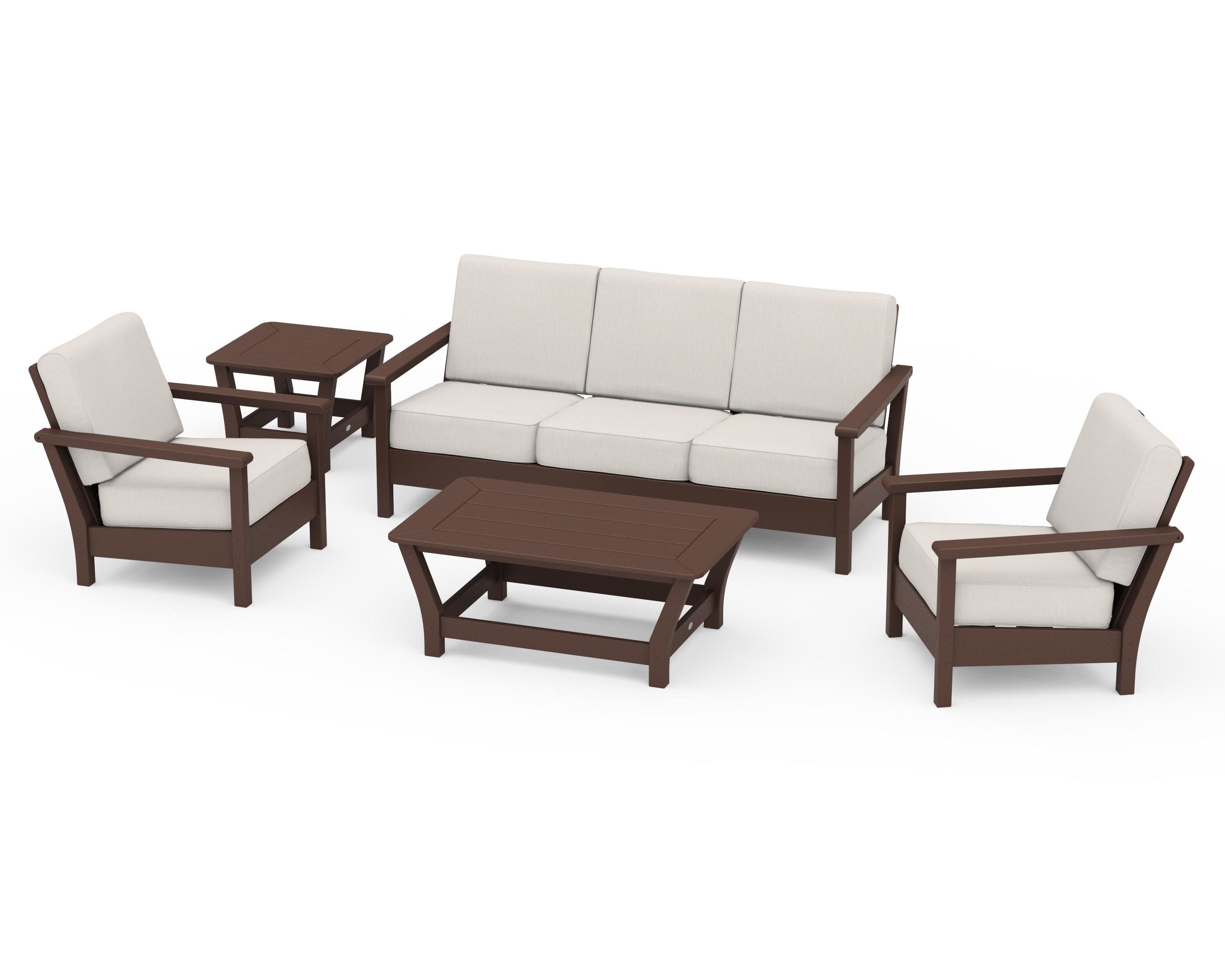 Harbour 5-Piece Deep Seating Set in Mahogany / Cast Ash
