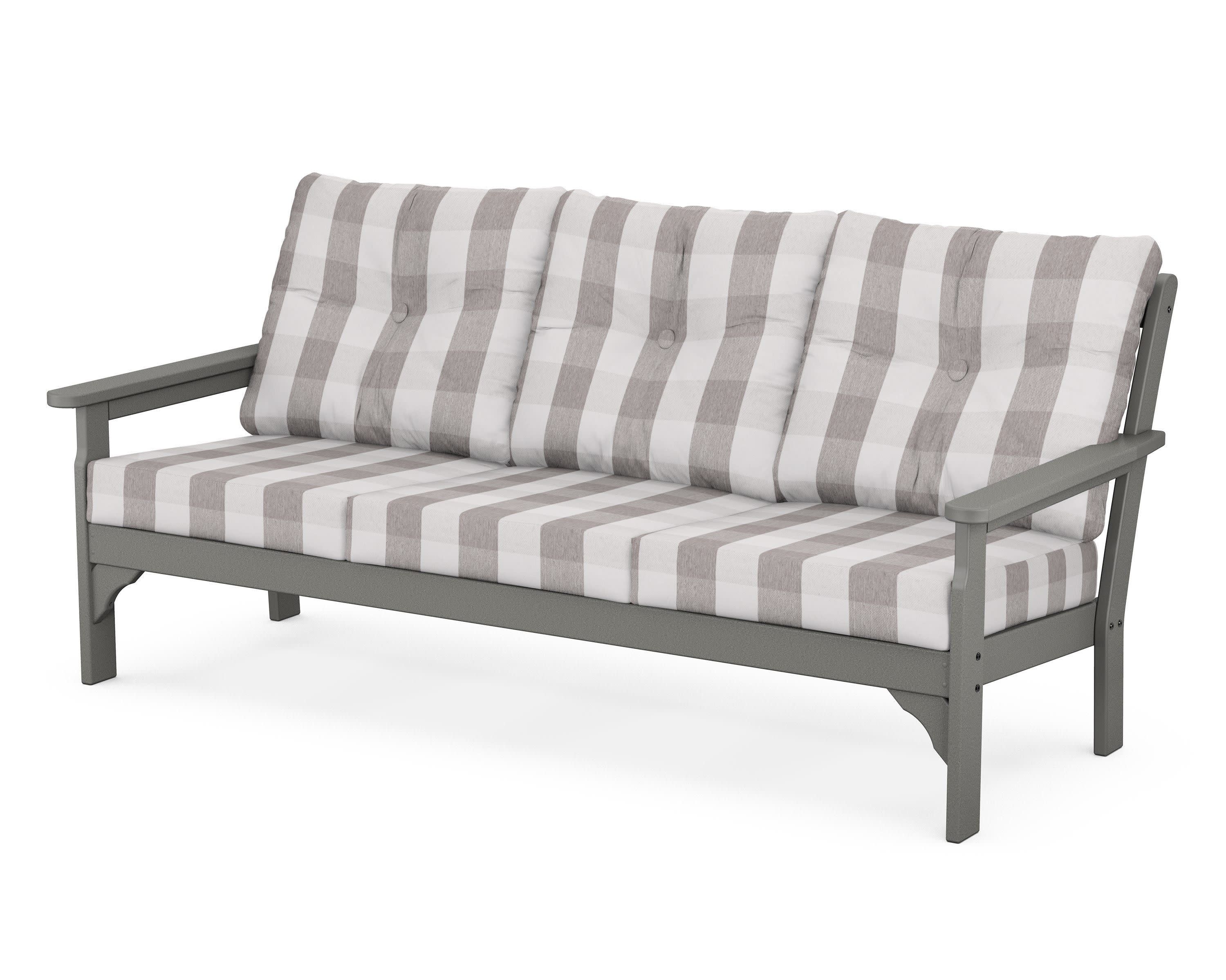 Vineyard Deep Seating Sofa in Slate Grey / Buffalo Plaid Grey Mist