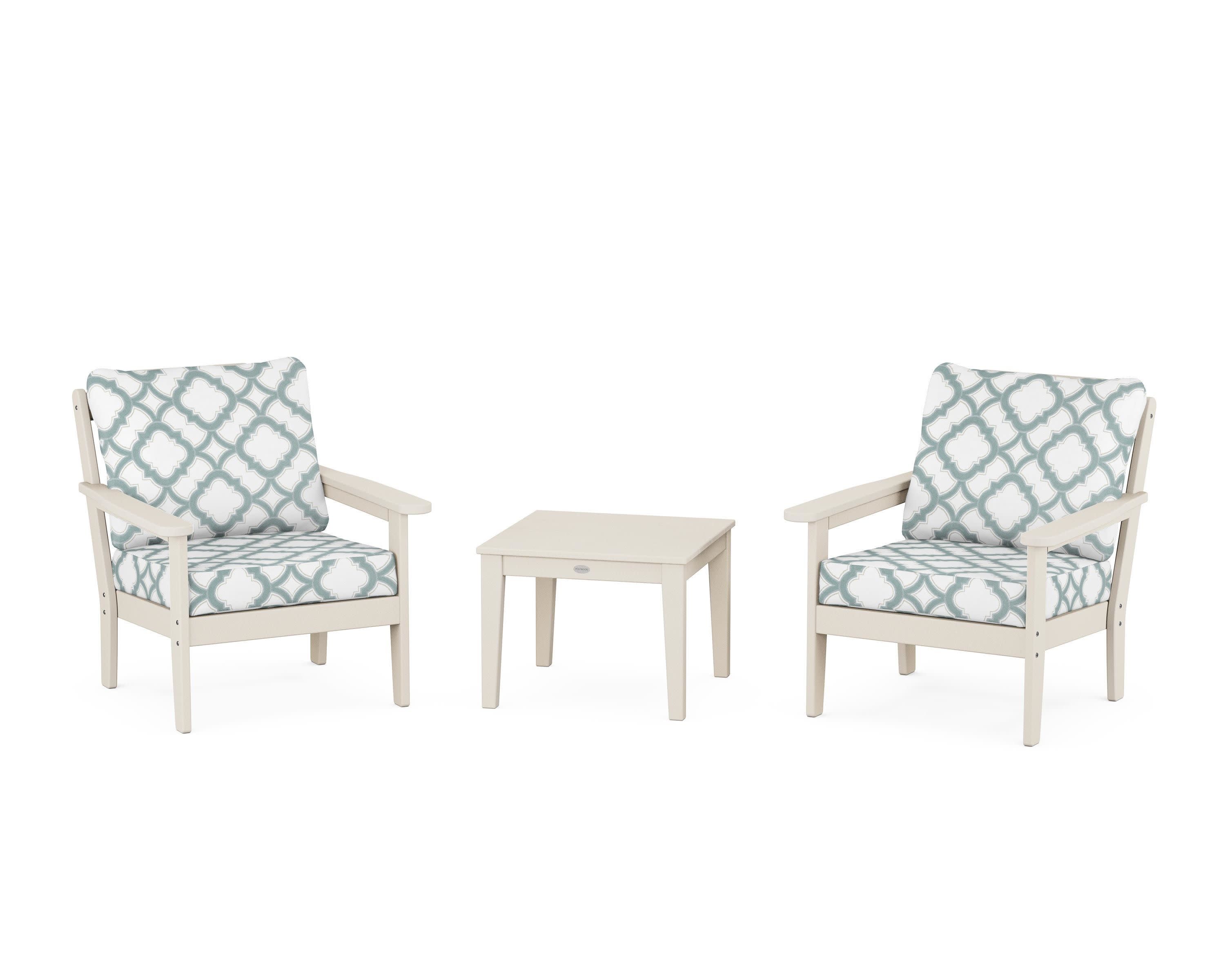 Cottage 3-Piece Deep Seating Set in Sand / Trellis Glacier Spa