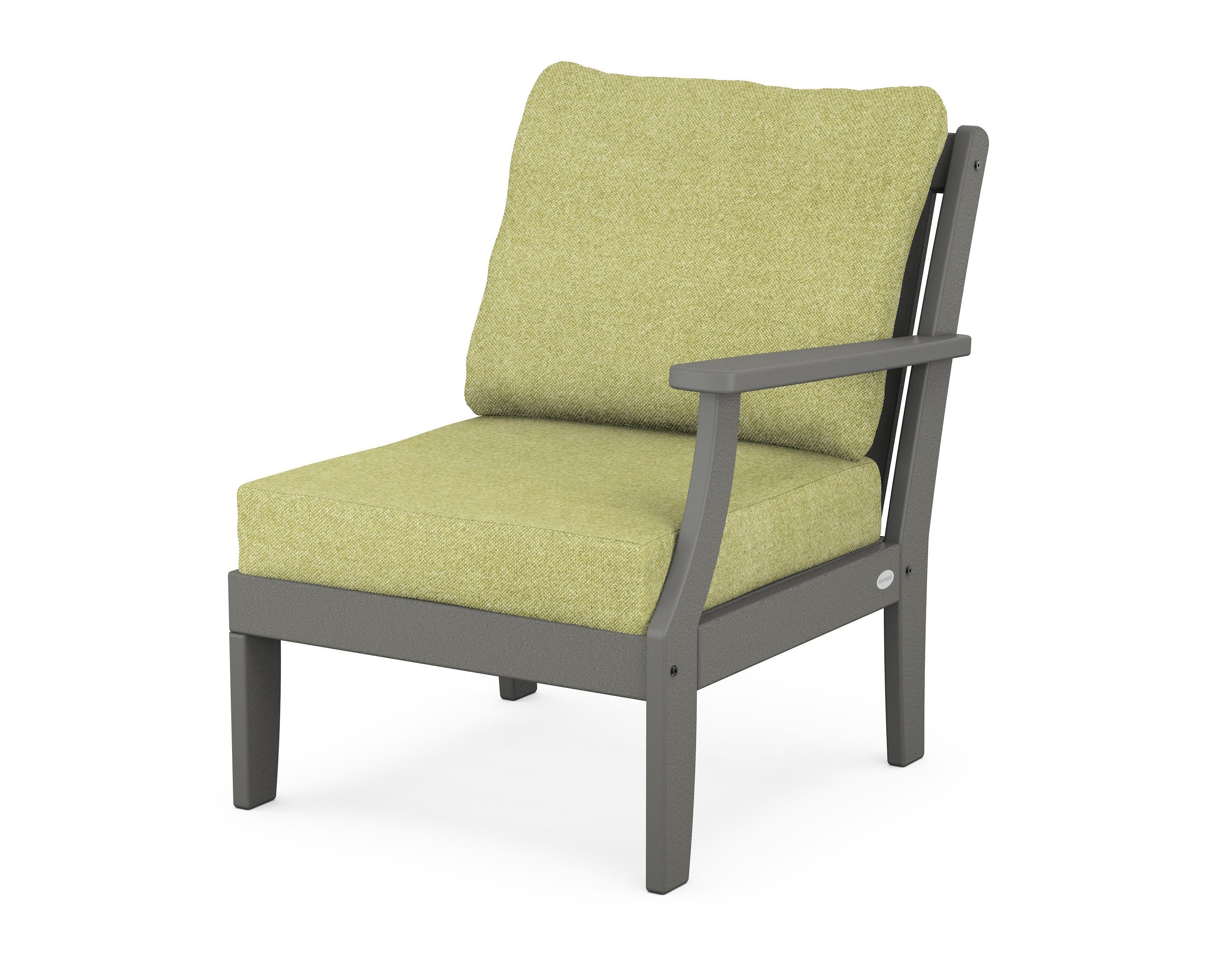 Braxton Modular Right Arm Chair in Slate Grey / Chartreuse Boucle