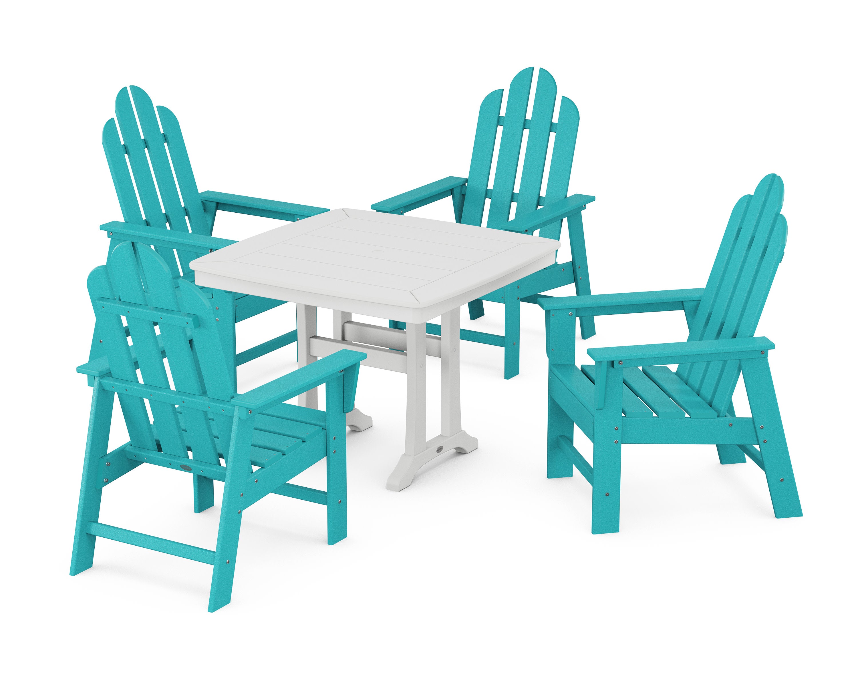 Long Island 5-Piece Dining Set with Trestle Legs in Aruba / White