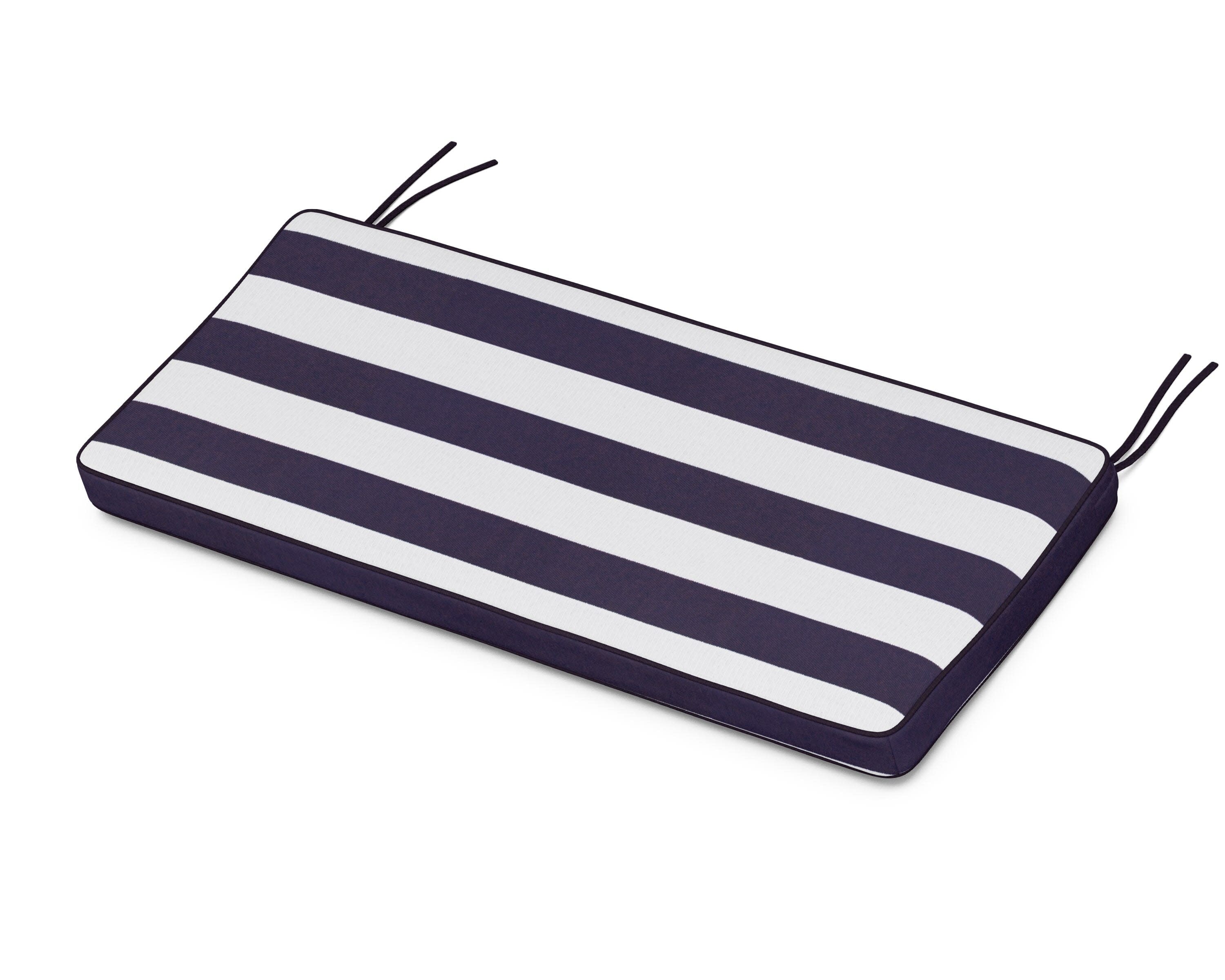 Chinoiserie Bench Seat Cushion in Cabana Stripe Navy