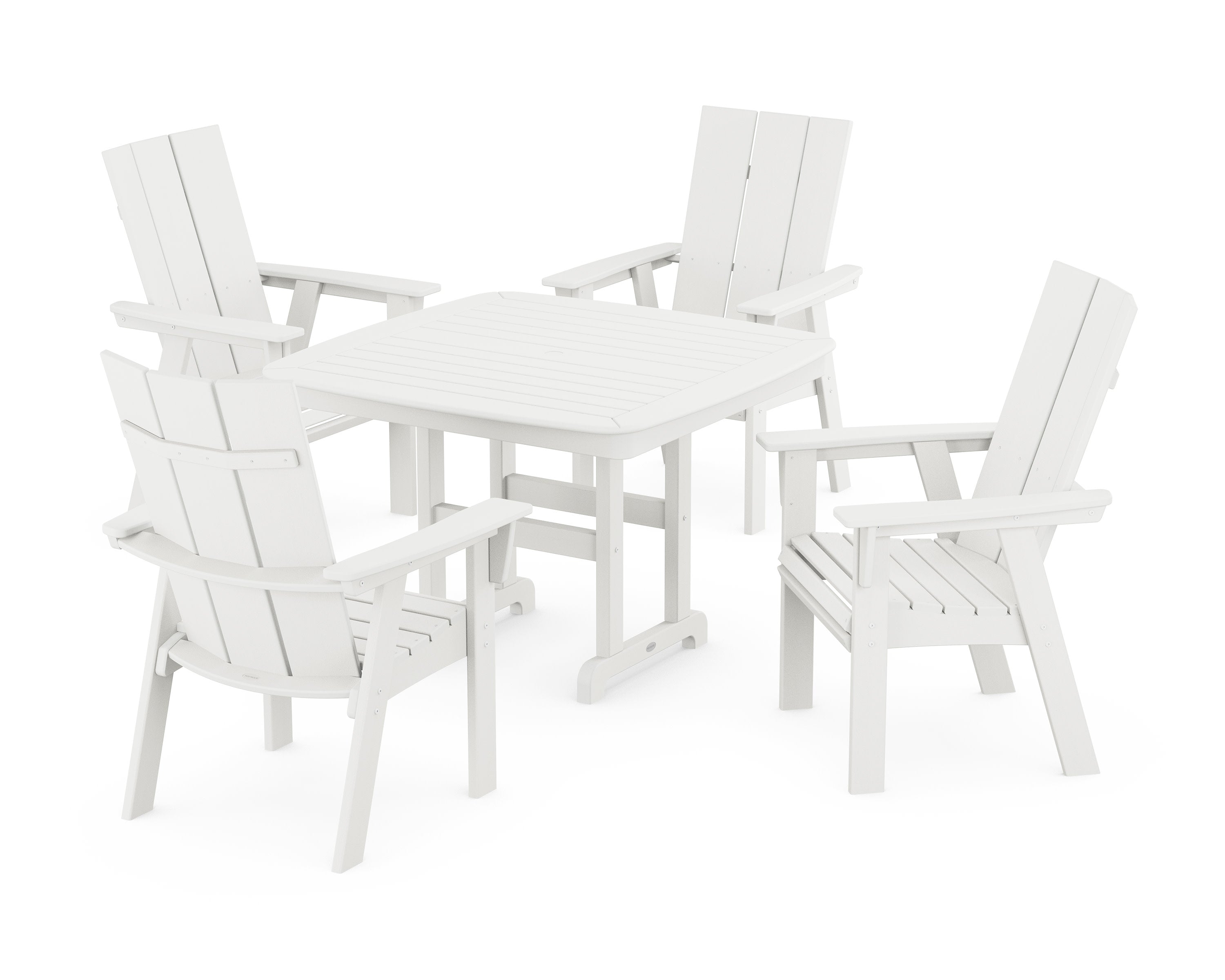 Modern Curveback Adirondack 5-Piece Dining Set in Vintage White