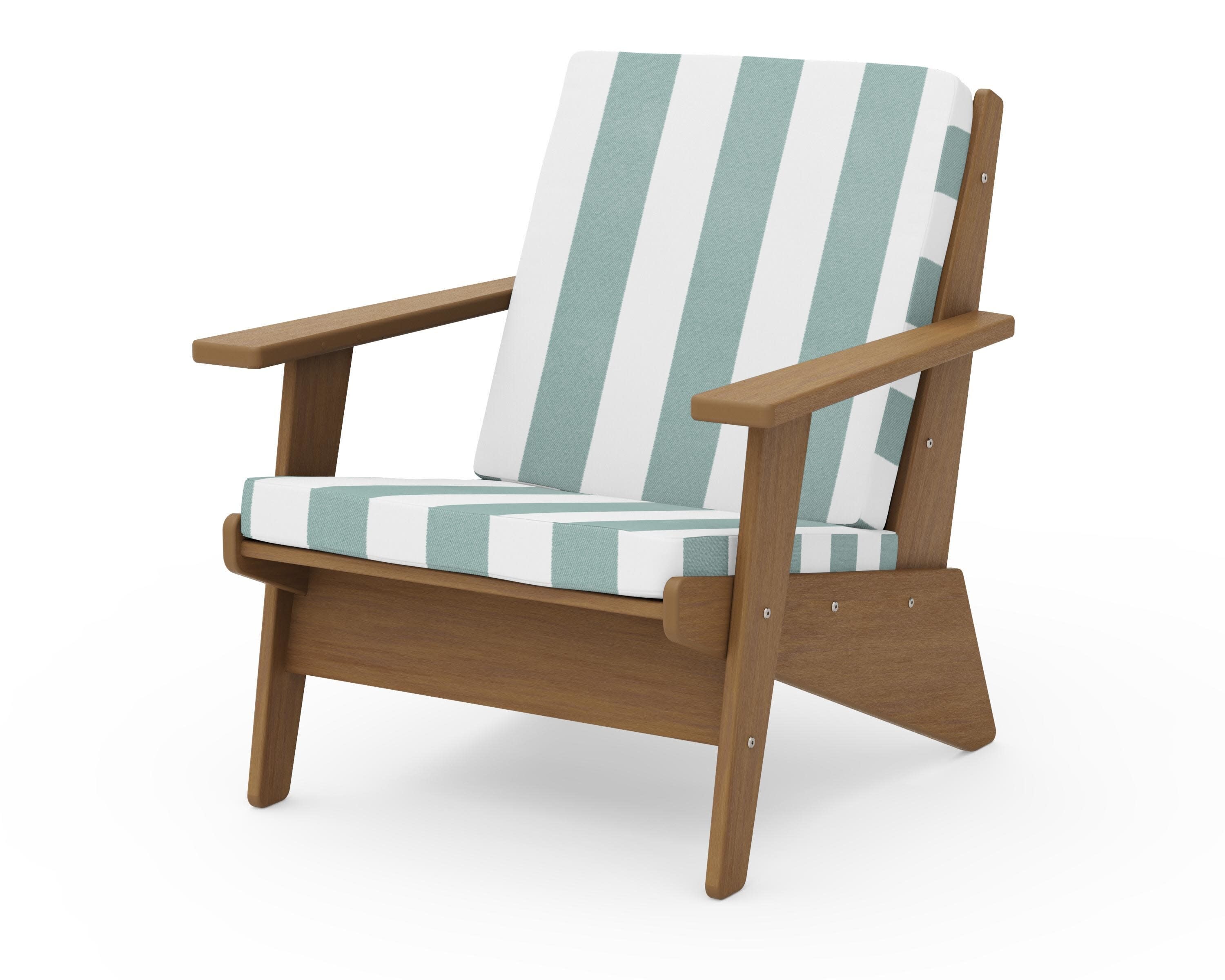 Riviera Modern Lounge Chair in Natural / Cabana Stripe Glacier Spa