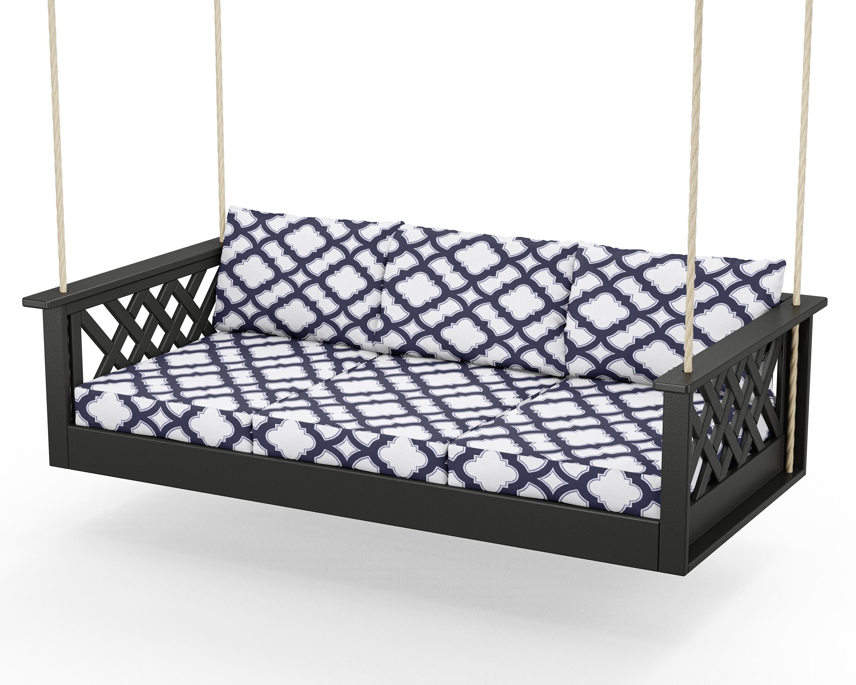 Wovendale Daybed Swing in Black / Trellis Navy