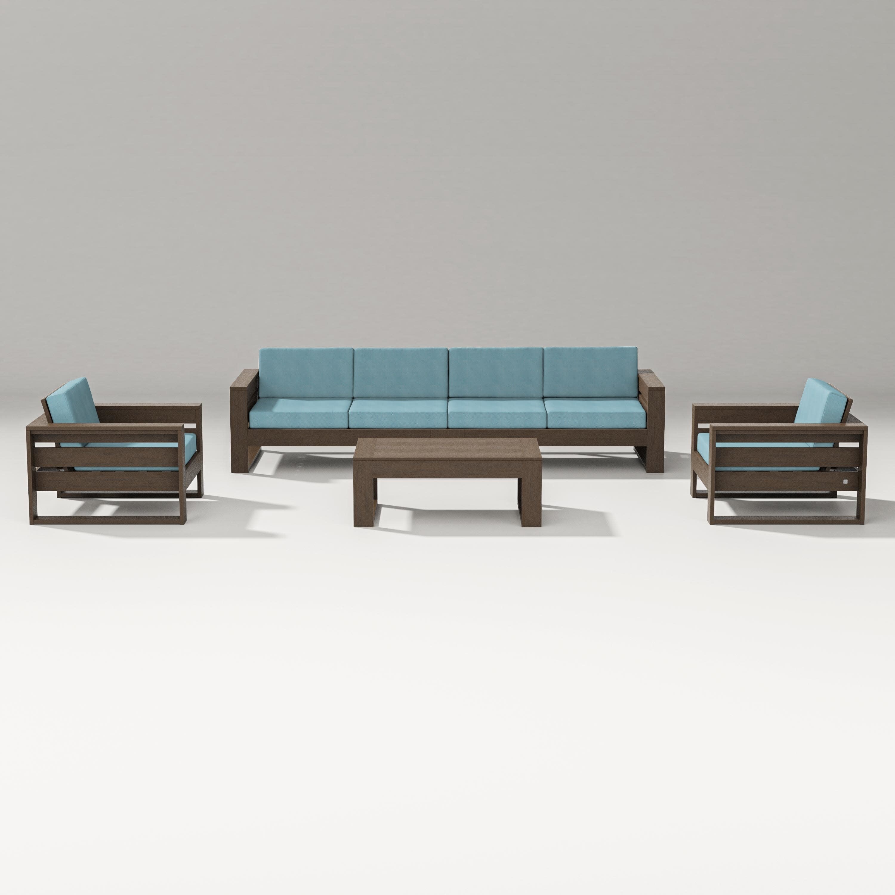 Latitude 5-Piece Lounge Sofa Set in Kona / Lattice Sky Blue