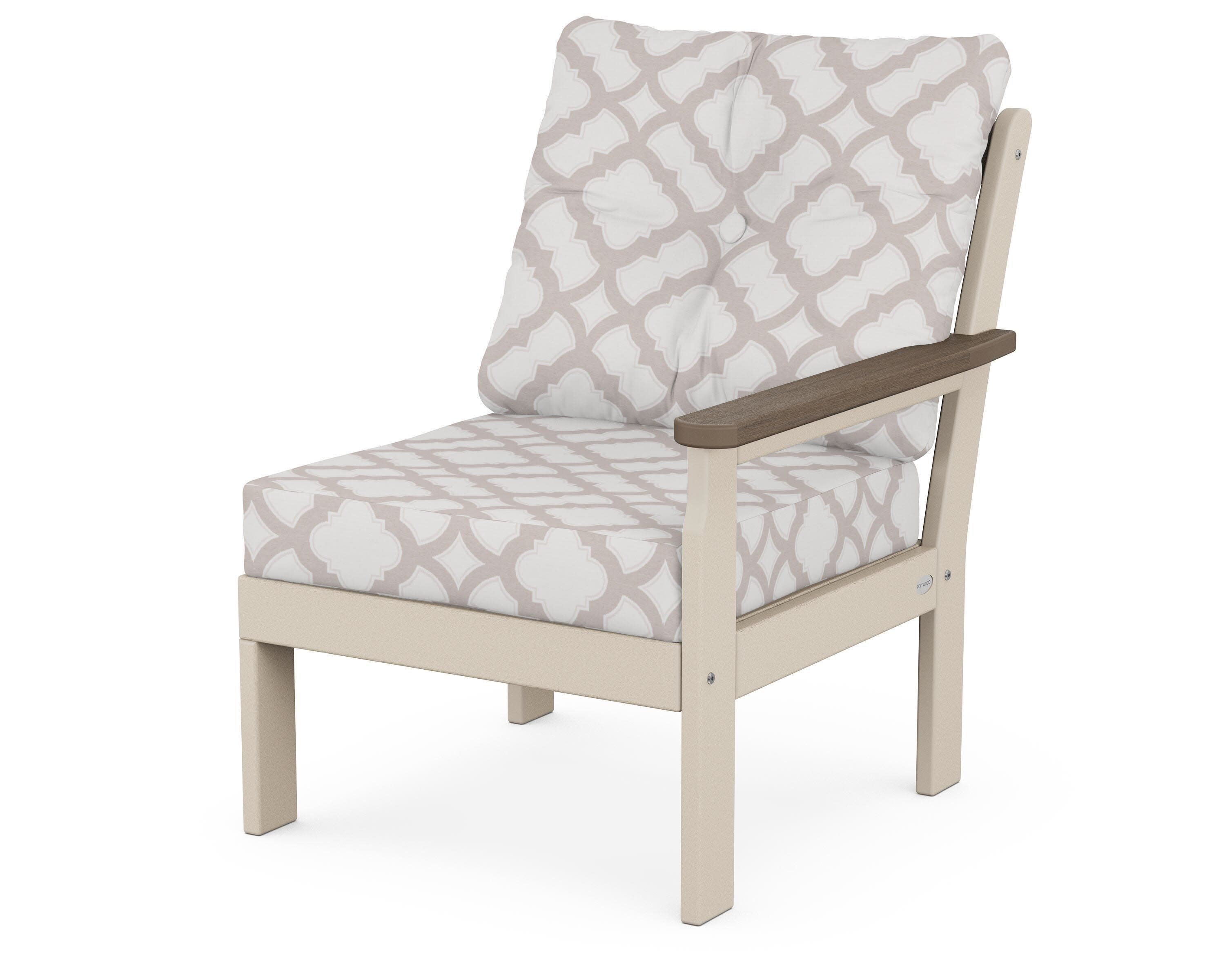 Vineyard Modular Right Arm Chair in Sand / Kona / Trellis Dune Burlap