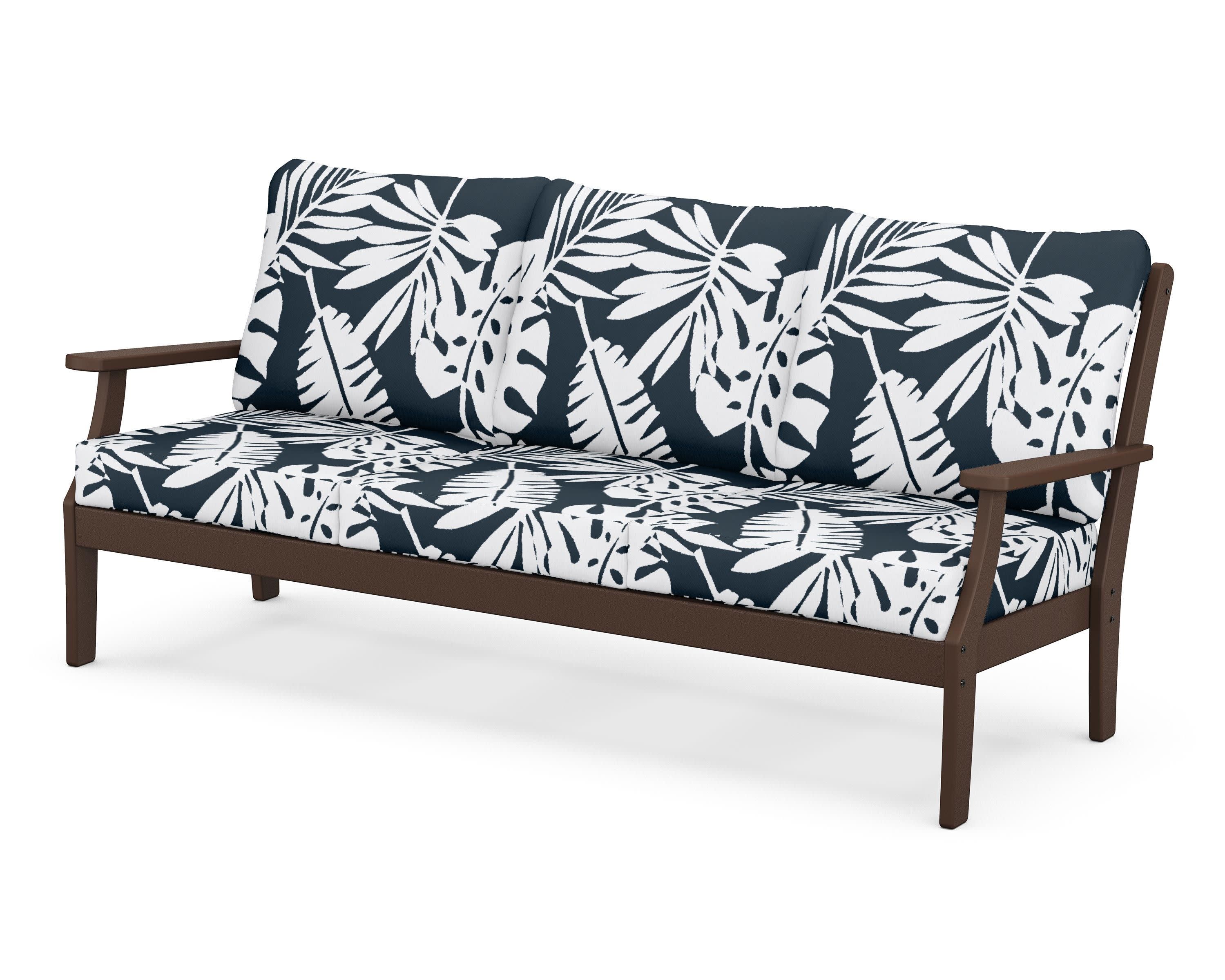 Braxton Deep Seating Sofa in Mahogany / Leaf Marine Indigo