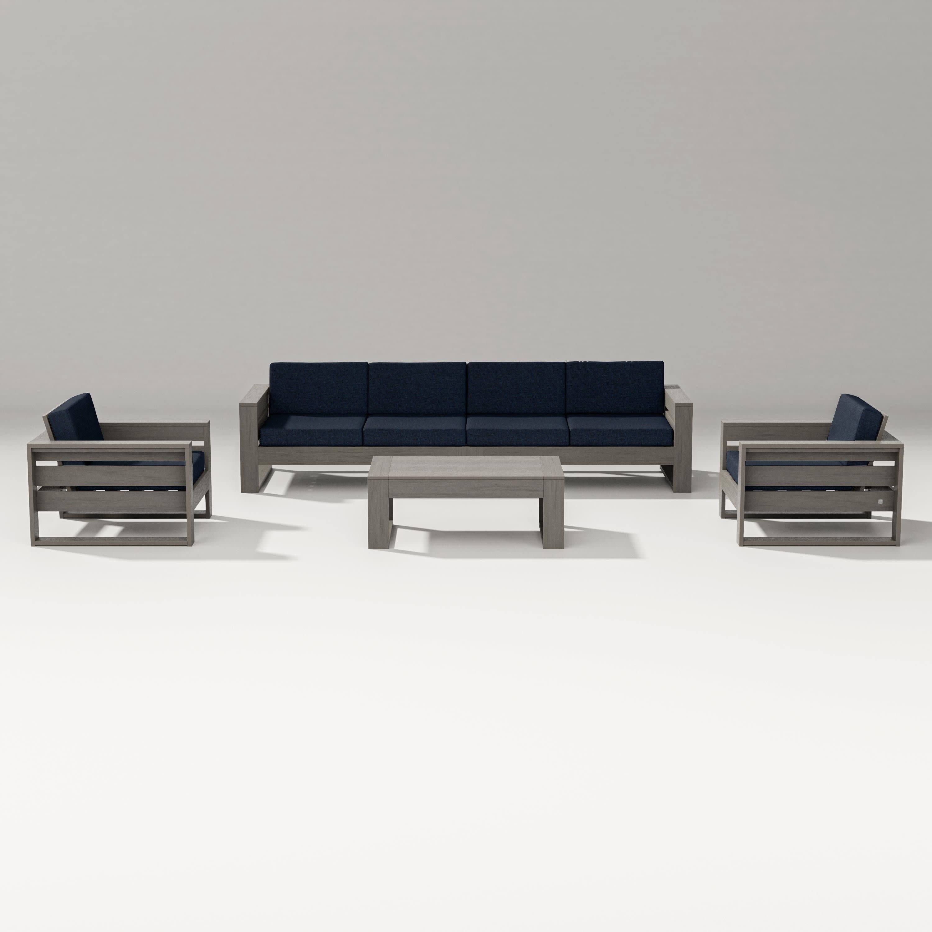 Latitude 5-Piece Lounge Sofa Set in Driftwood / Marine Indigo