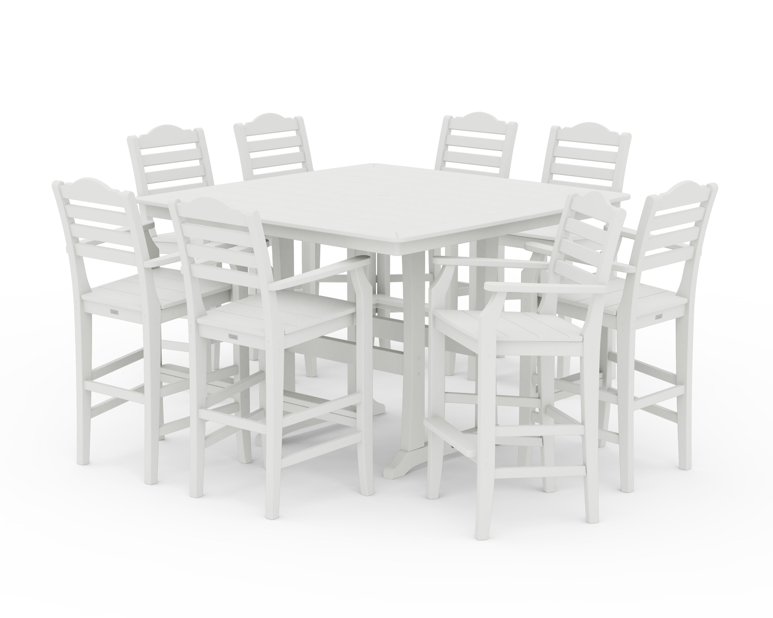 Savannah 9-Piece Square Bar Set with Trestle Legs in Vintage White