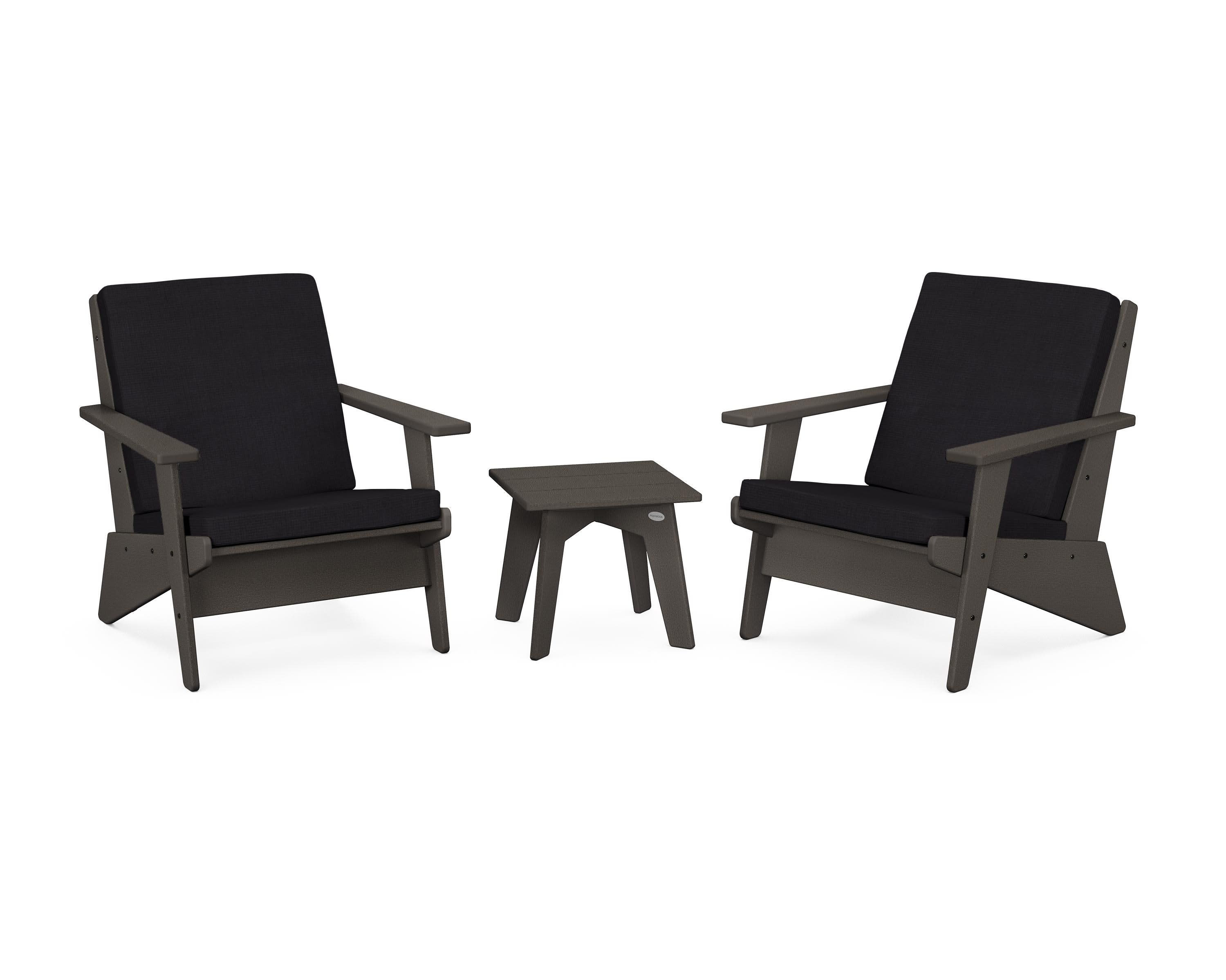 Riviera Modern Lounge 3-Piece Set in Vintage Coffee / Midnight Linen