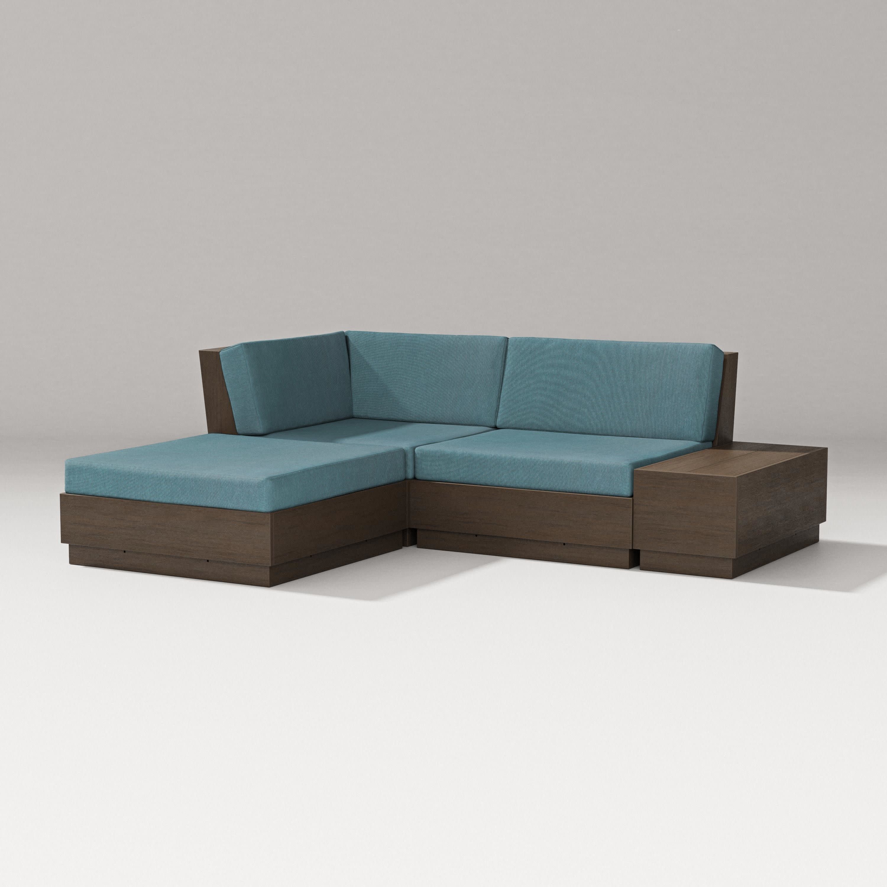Elevate Loveseat Sectional with Chaise in Kona / Ocean Teal