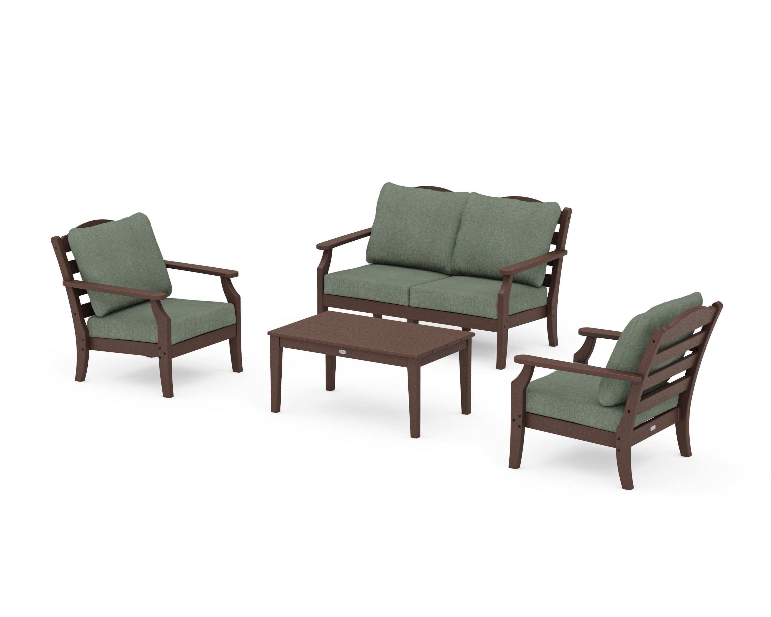 Savannah 4-Piece Deep Seating Set with Loveseat in Mahogany / Cast Sage