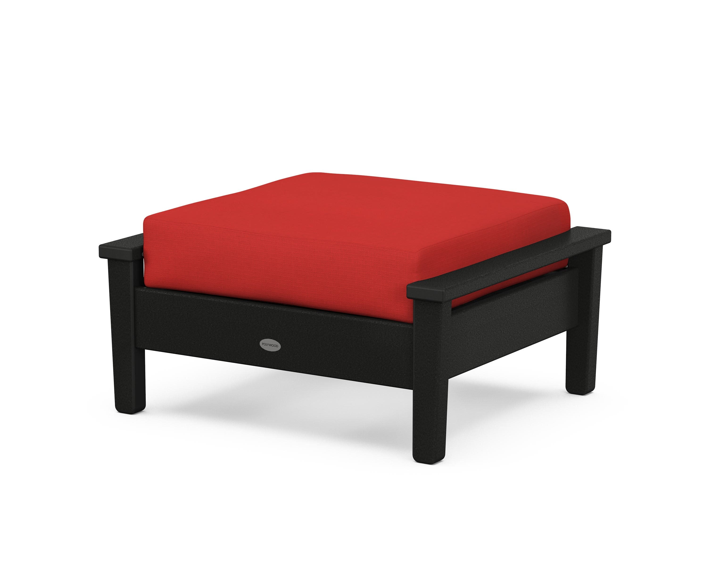 Prescott Deep Seating Ottoman in Black / Crimson Linen