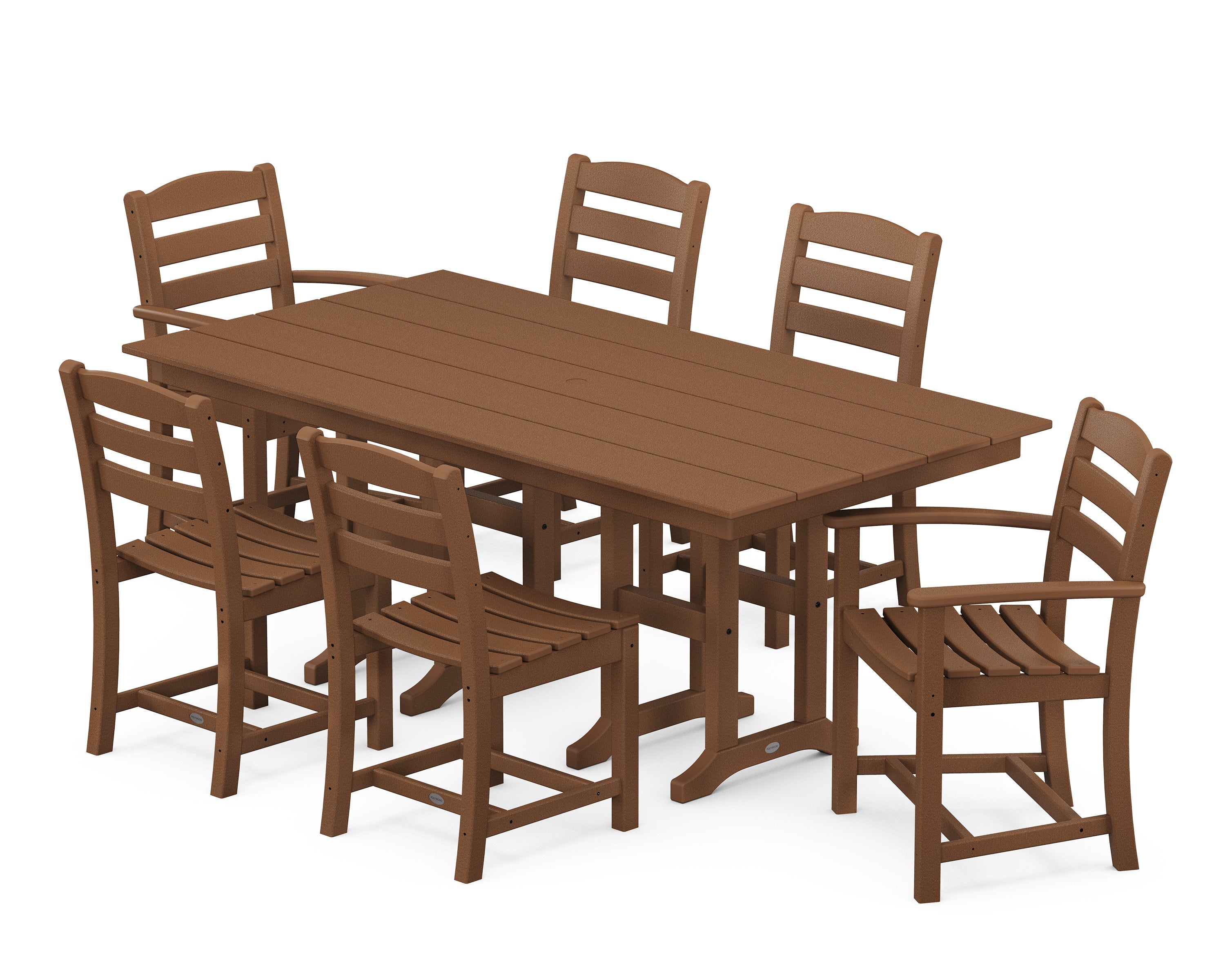 La Casa Caf 7-Piece Farmhouse Dining Set in Teak