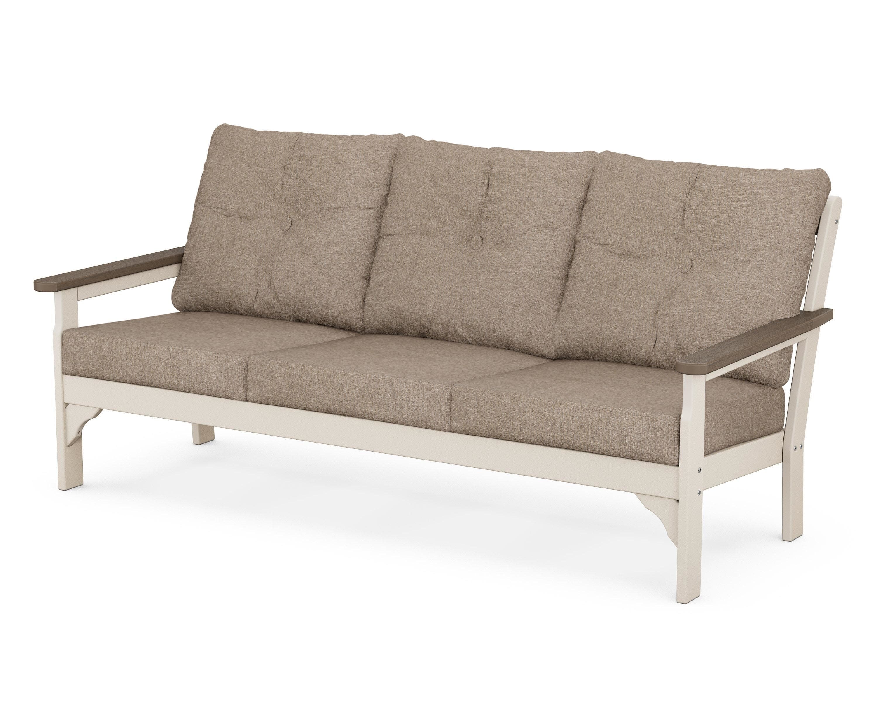 Vineyard Deep Seating Sofa in Sand / Kona / Spiced Burlap