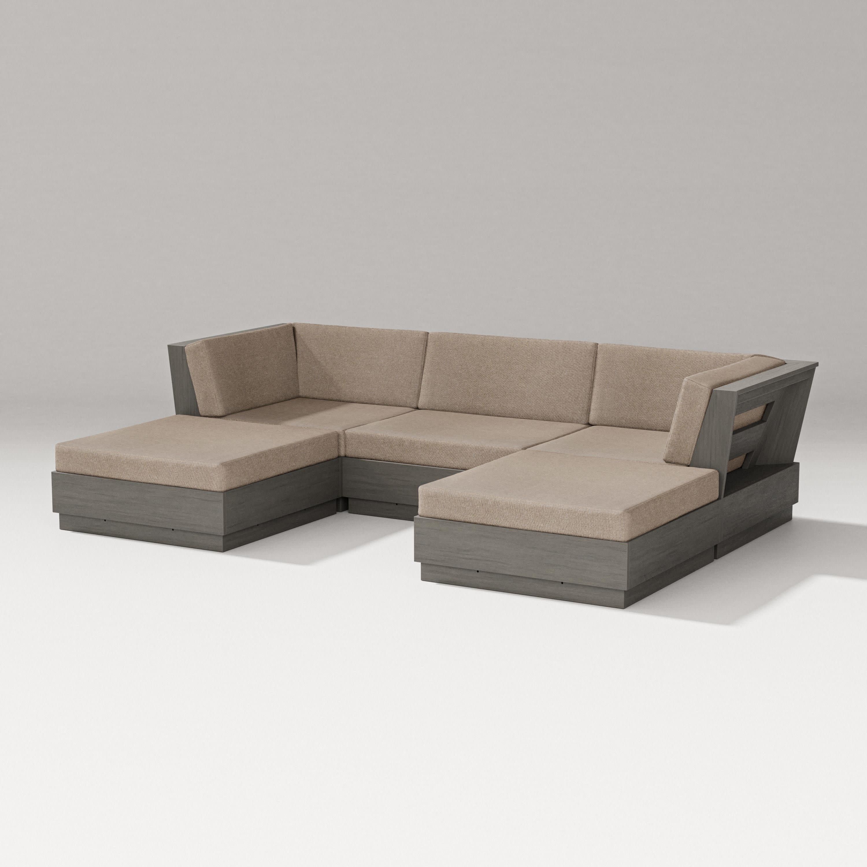 Elevate Double Chaise Sectional in Driftwood / Spiced Burlap