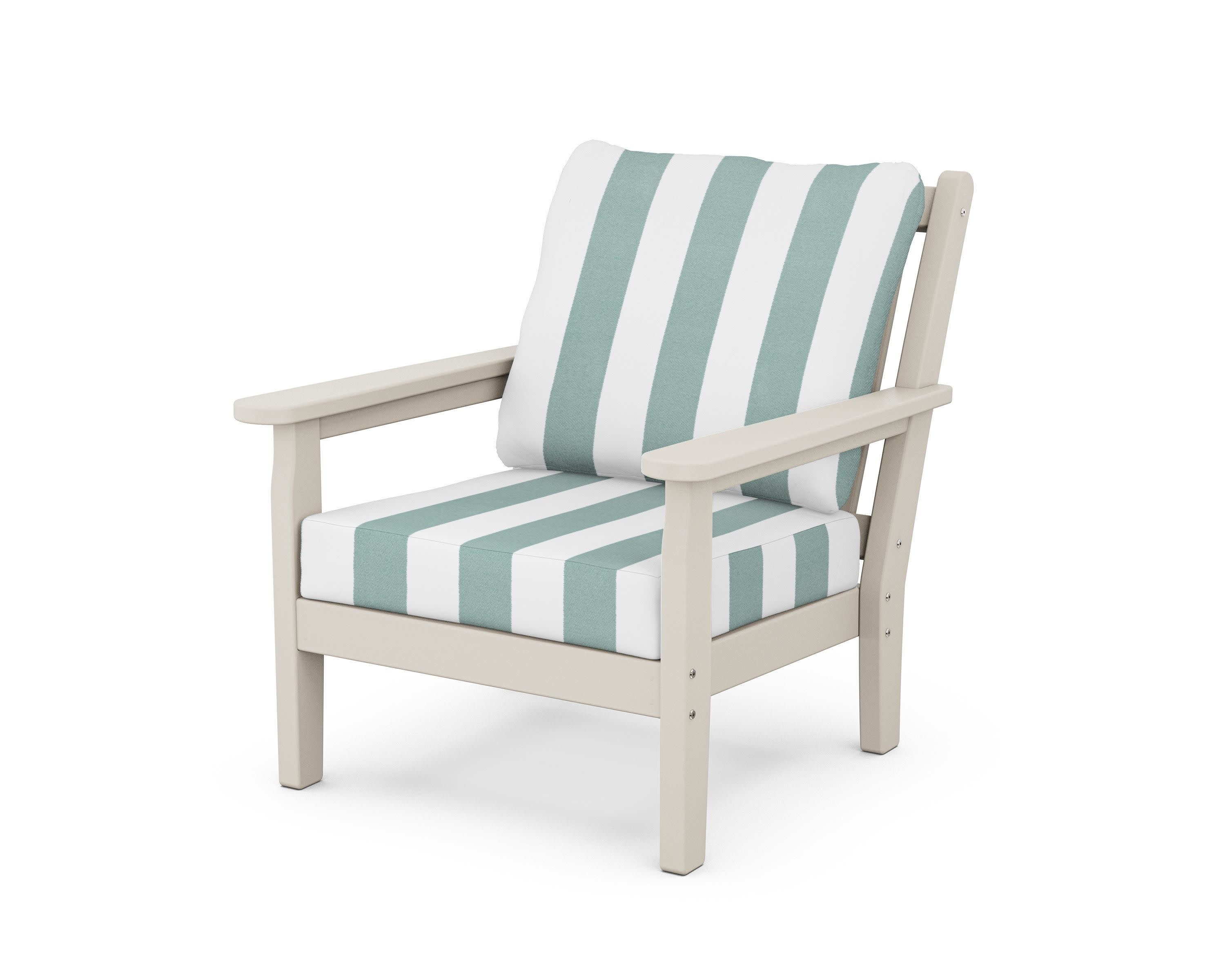 Chippendale Deep Seating Chair in Sand / Cabana Stripe Glacier Spa