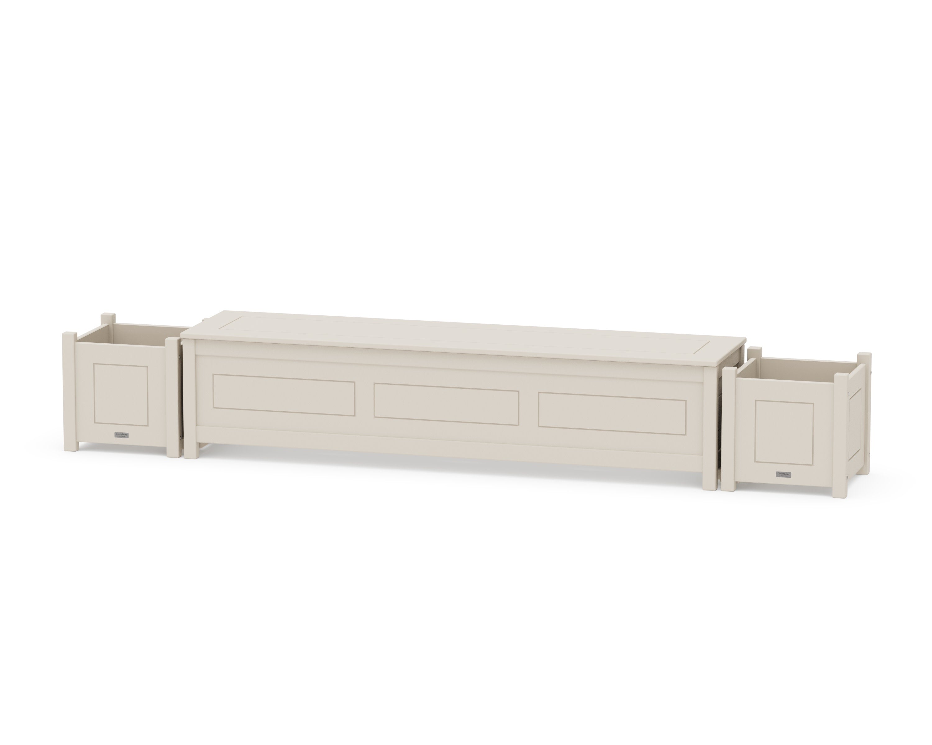 72" Country Living Straight Planter Storage Bench Set in Sand