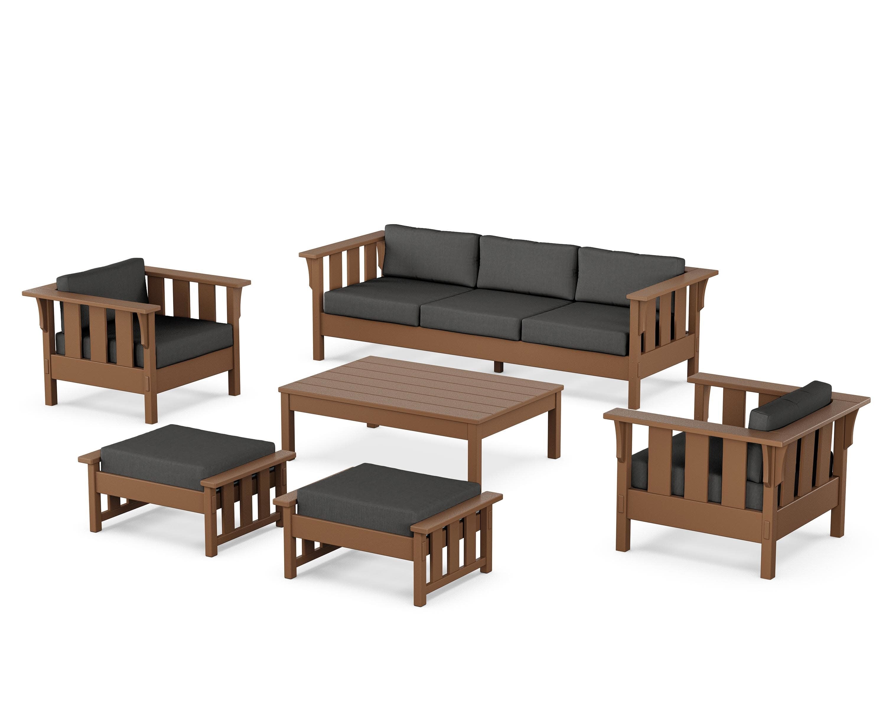Acadia 6-Piece Lounge Sofa Set in Teak / Spectrum Carbon