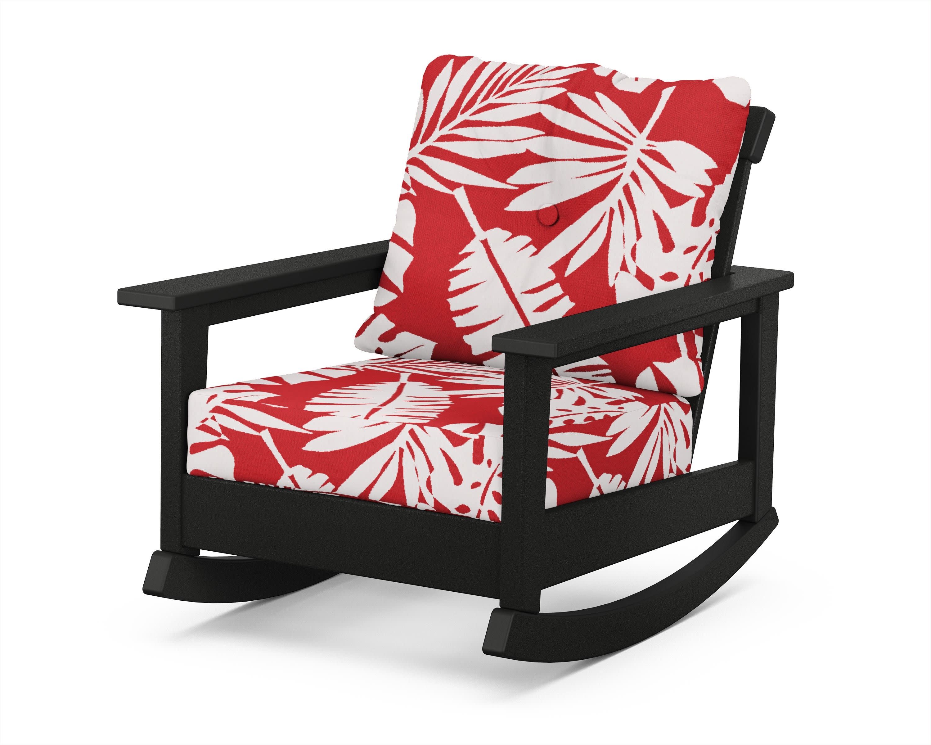 Prescott Deep Seating Rocking Chair in Black / Leaf Crimson