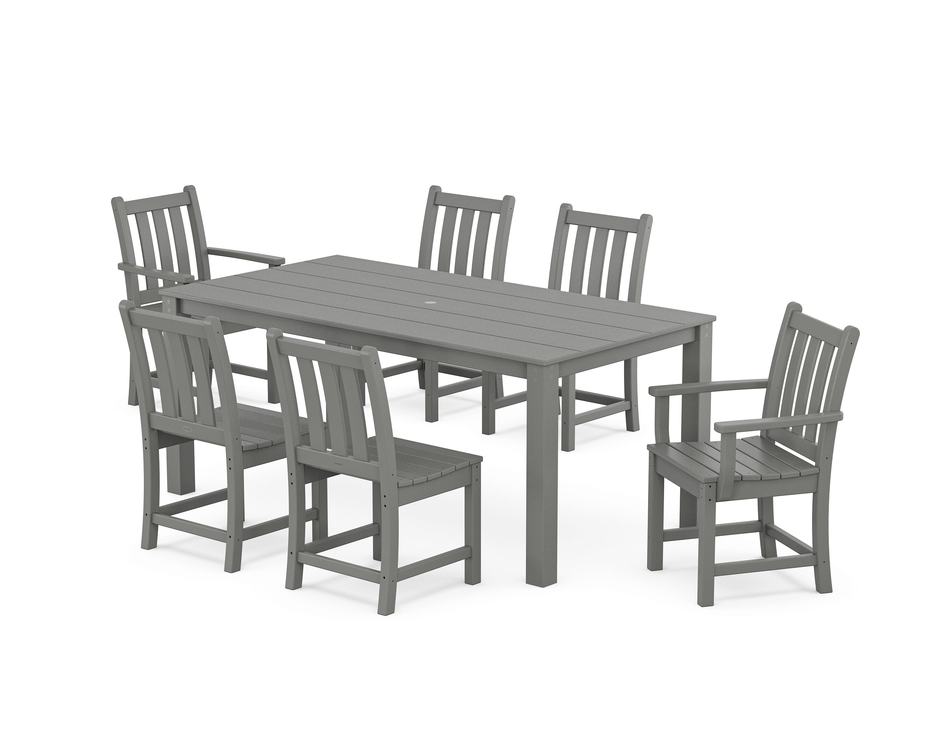 Traditional Garden 7-Piece Parsons Dining Set in Slate Grey
