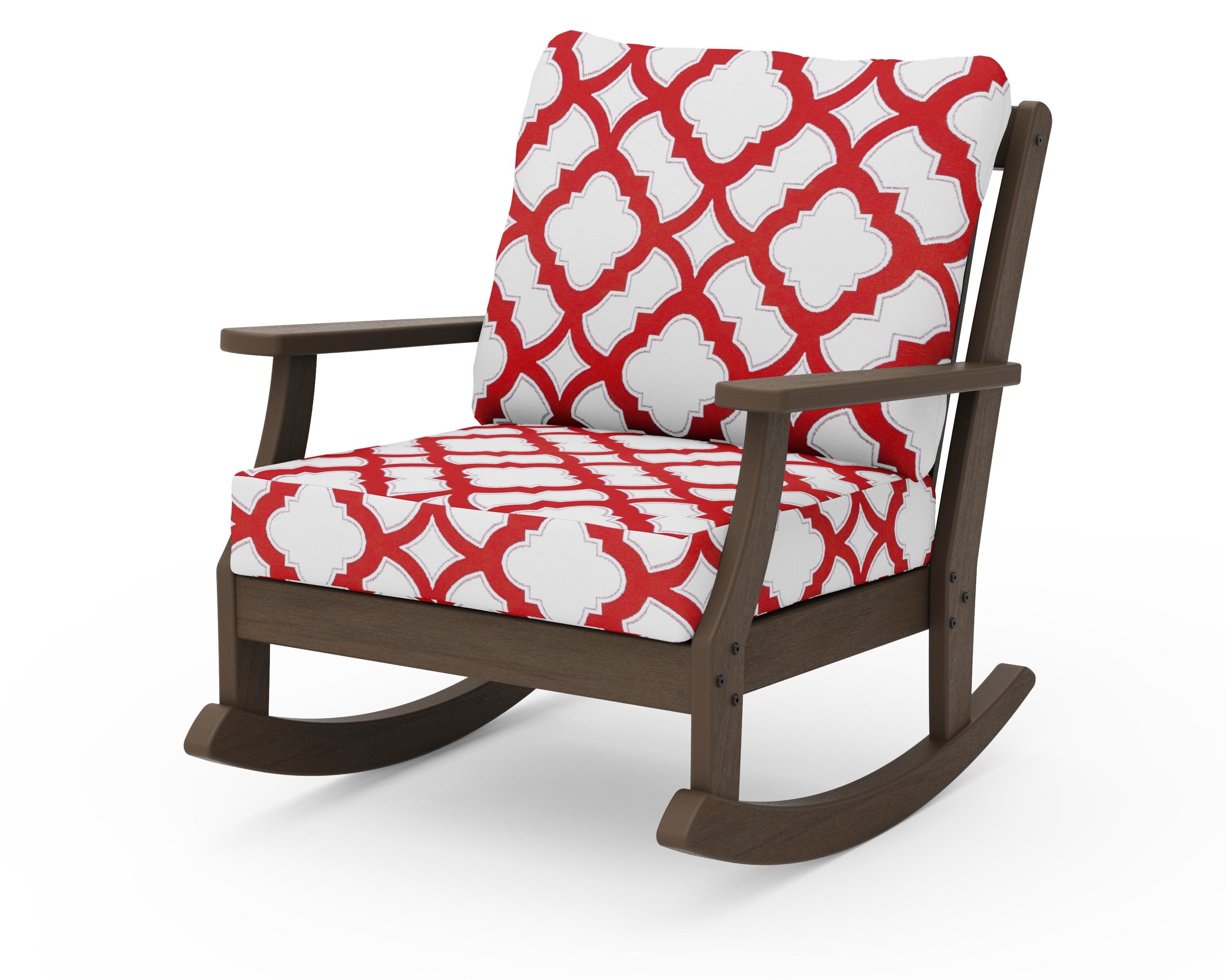 Braxton Deep Seating Rocking Chair in Kona / Trellis Crimson