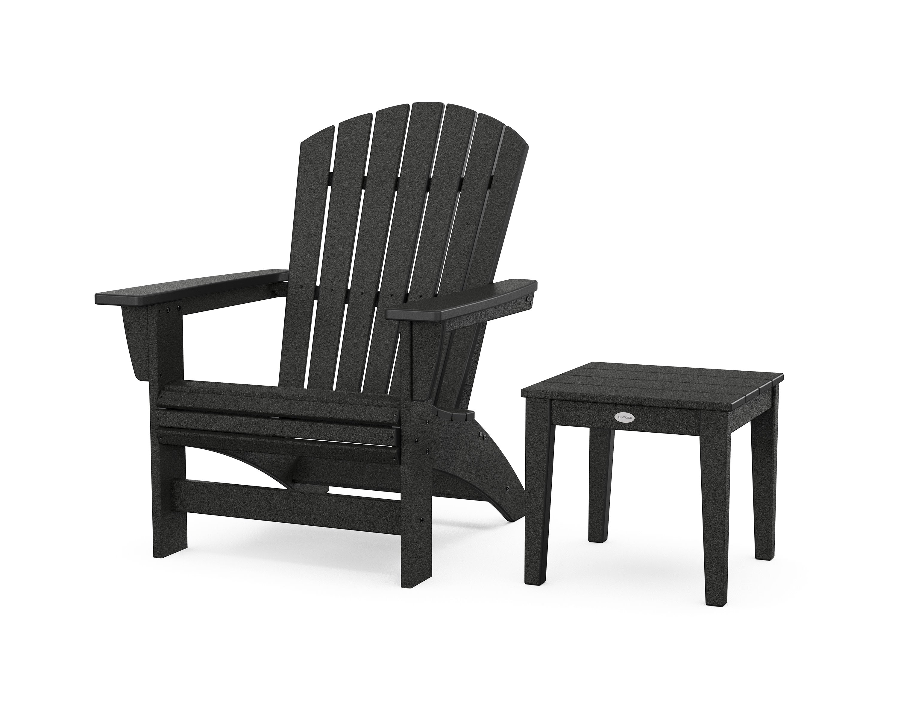 Nautical Grand Adirondack Chair with Side Table in Black