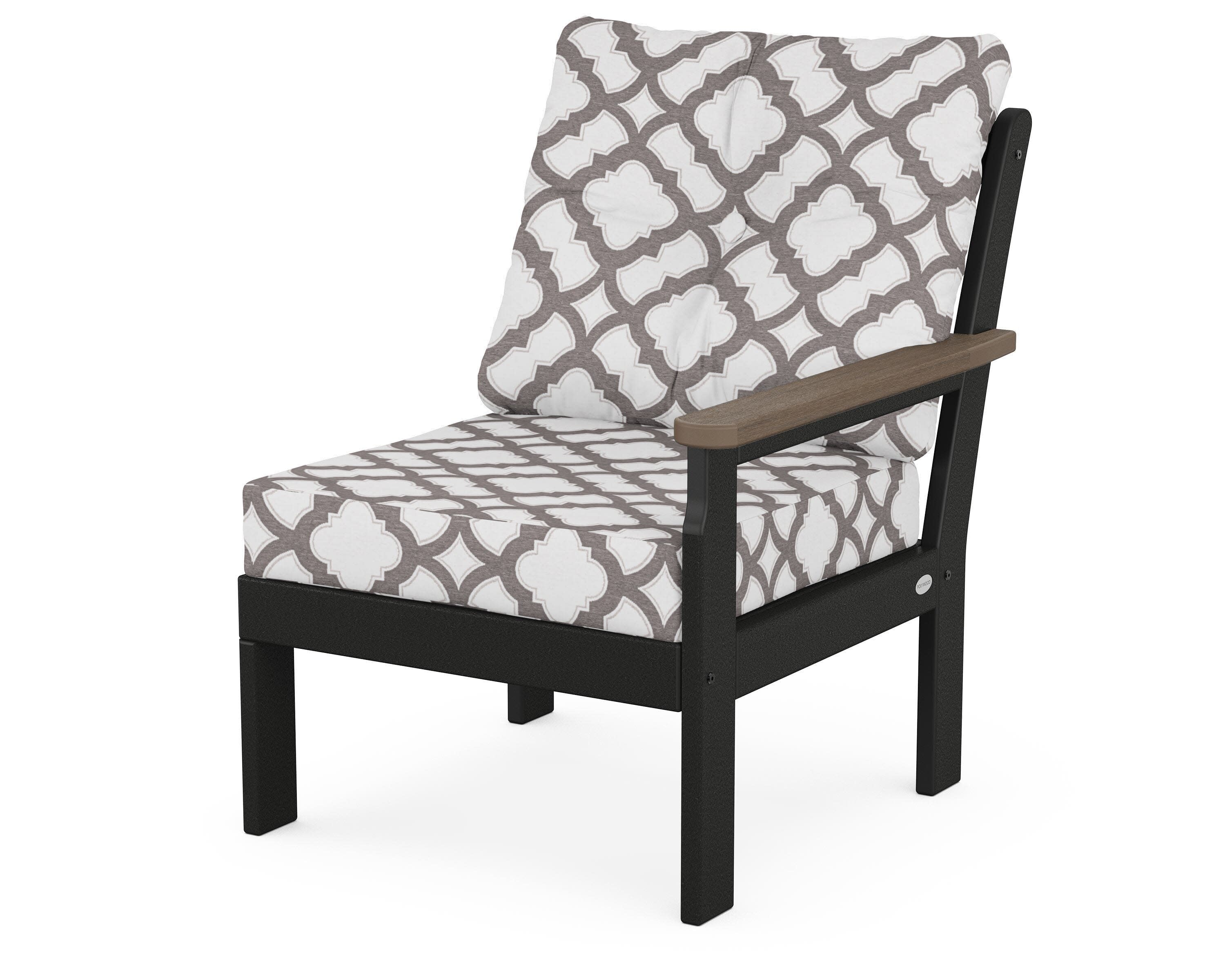 Vineyard Modular Right Arm Chair in Black / Kona / Trellis Grey Mist