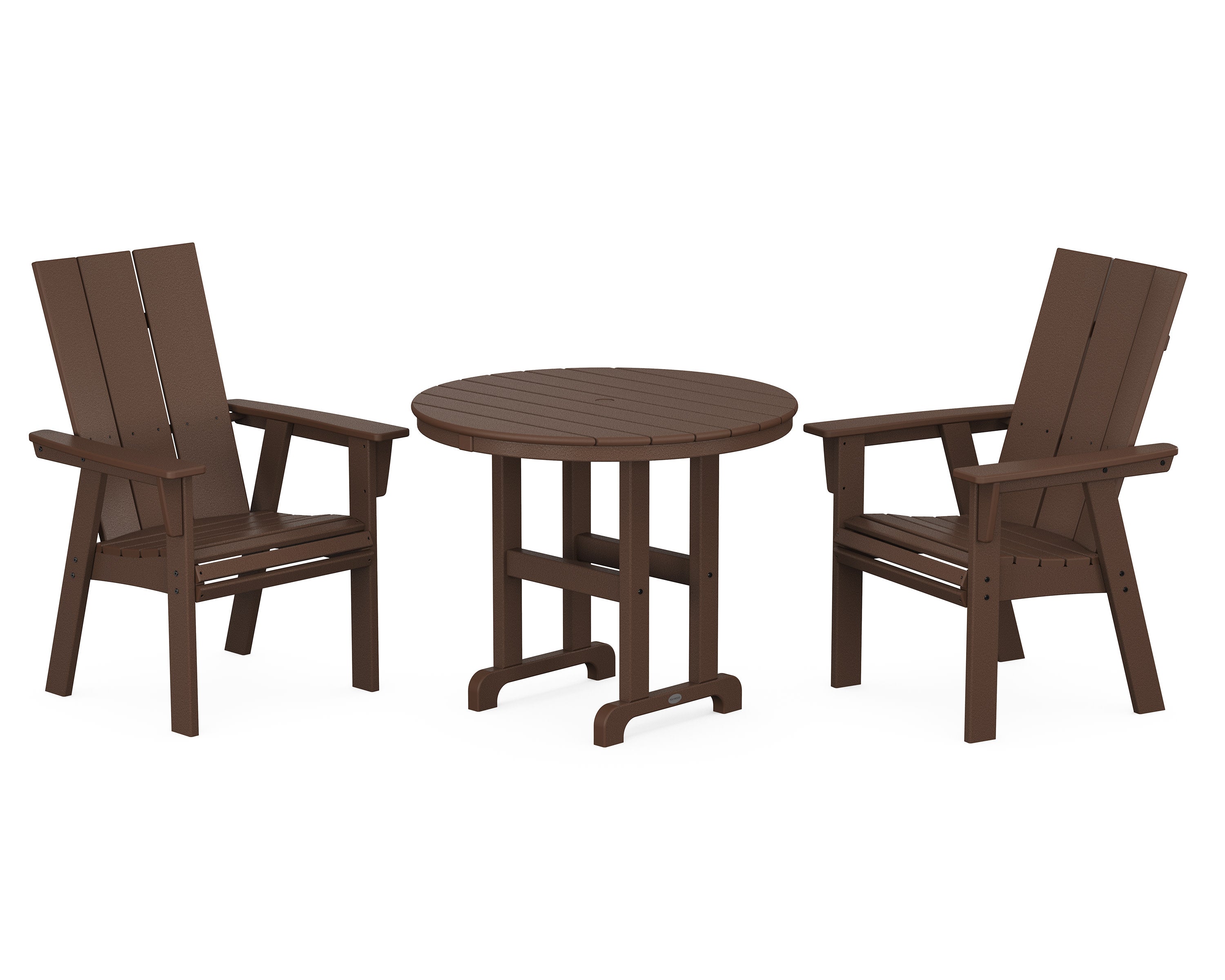 Modern Adirondack 3-Piece Round Dining Set in Mahogany