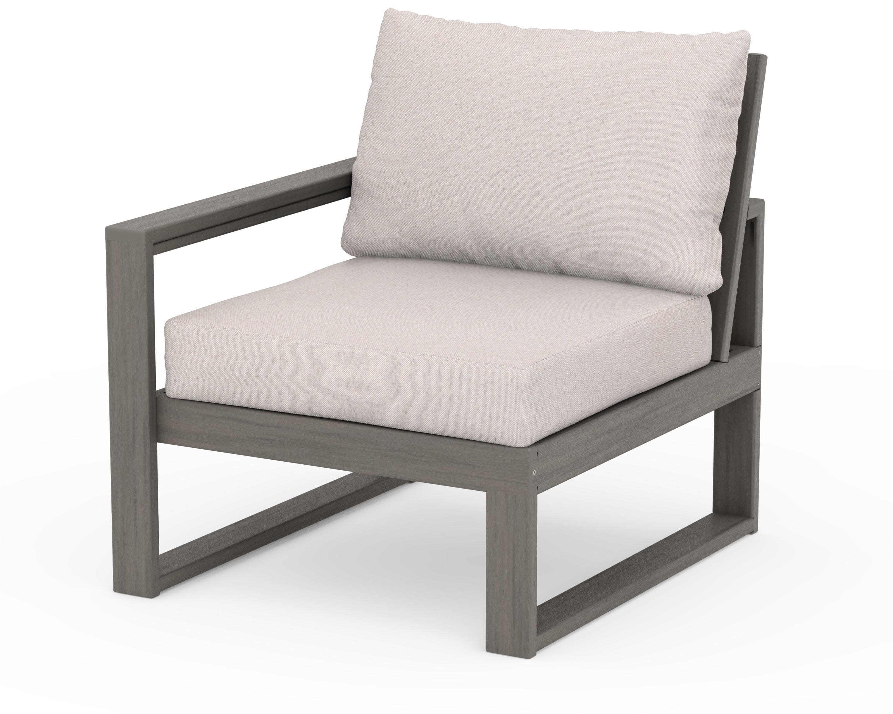 EDGE Modular Left Arm Chair in Driftwood / Dune Burlap