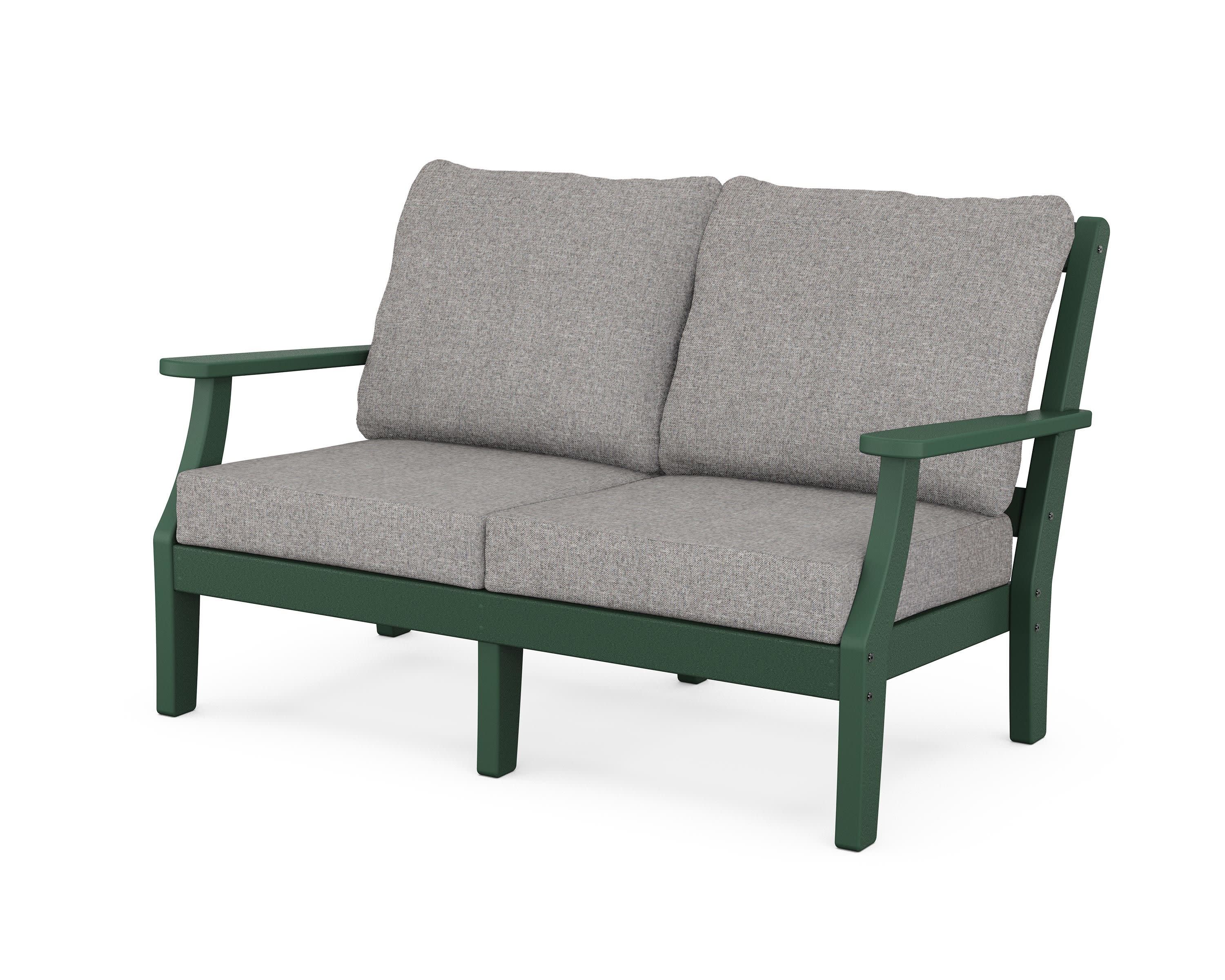 Chinoiserie Deep Seating Loveseat in Green / Grey Mist