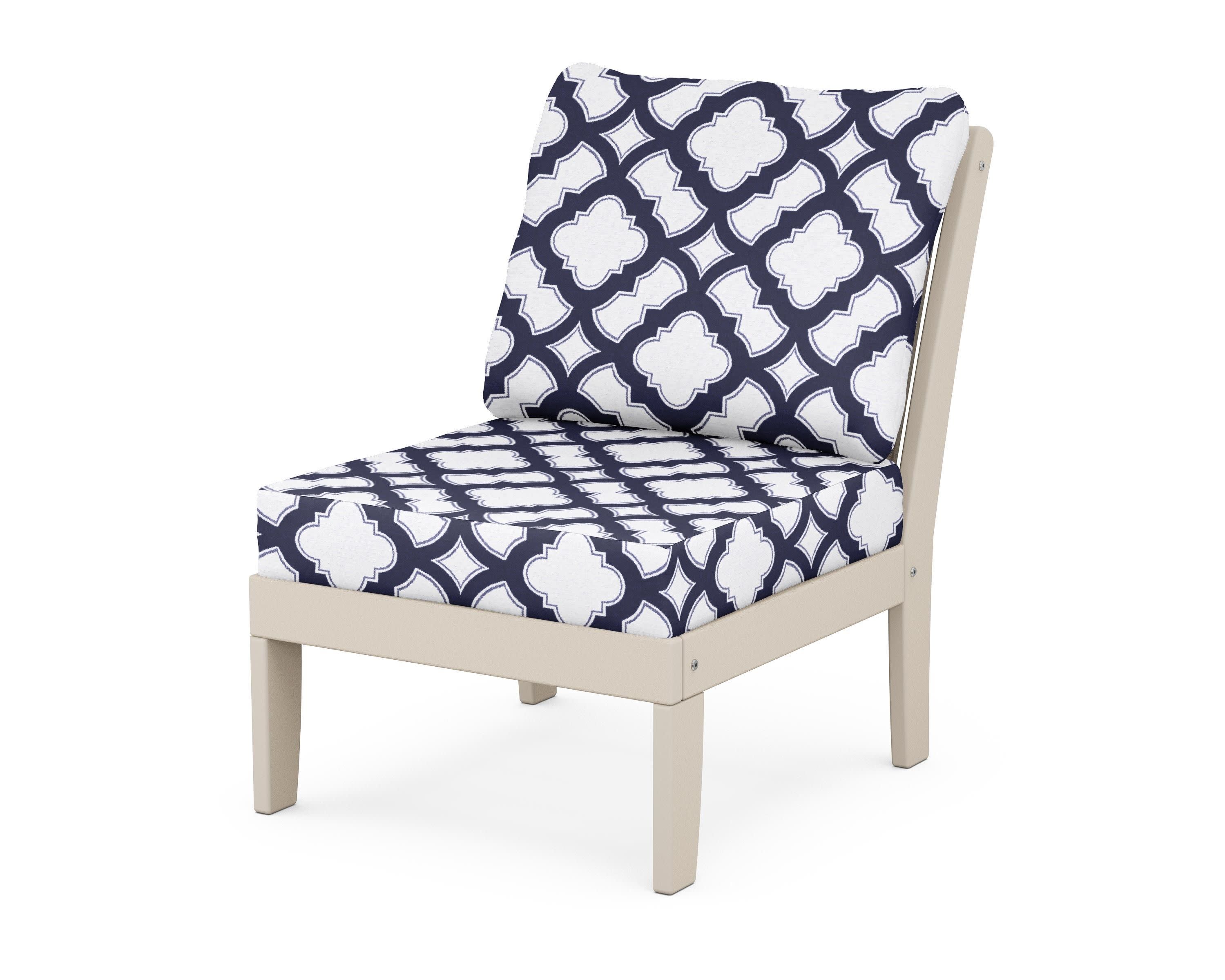 Braxton Modular Armless Chair in Sand / Trellis Navy
