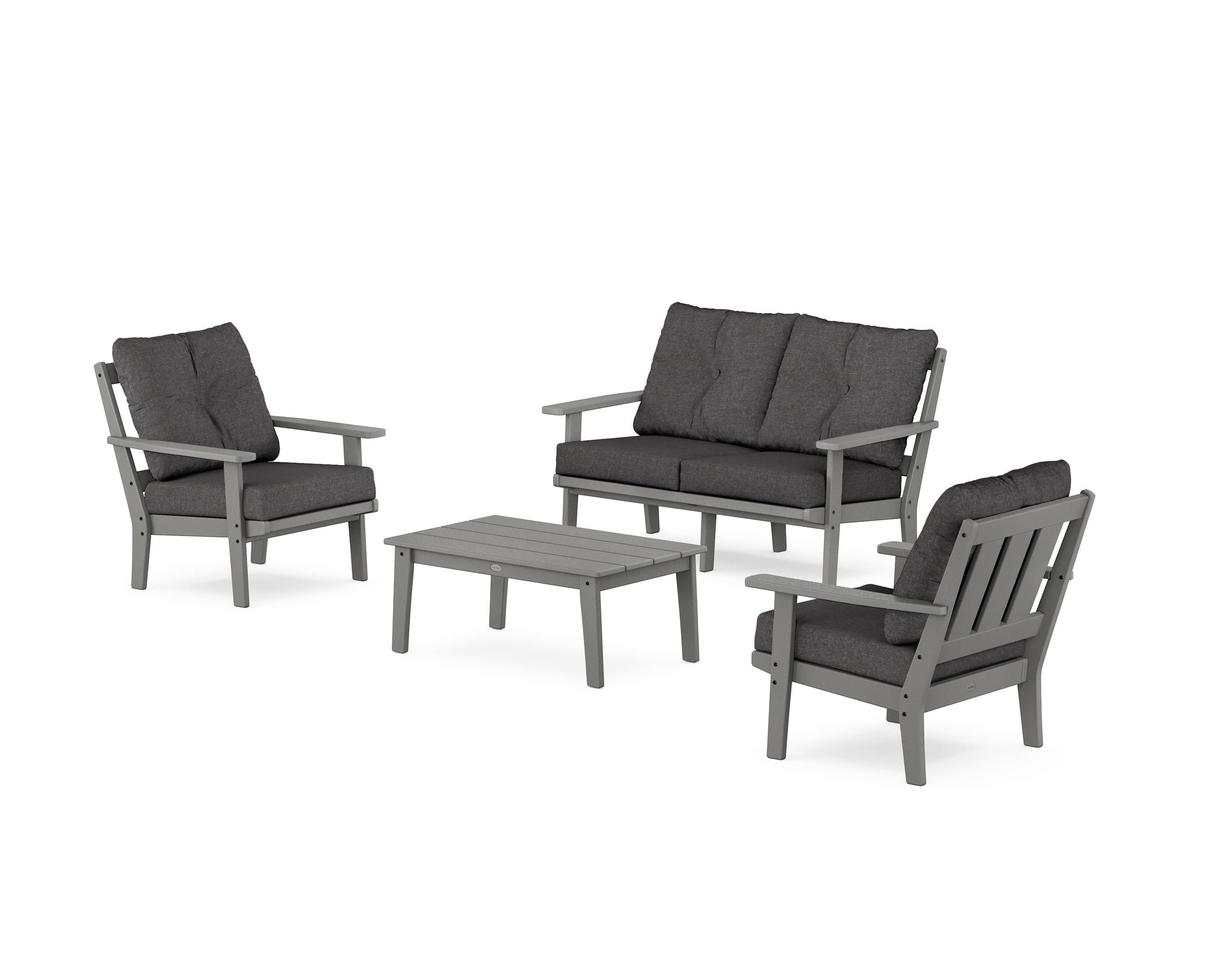 Oxford 4-Piece Deep Seating Set with Loveseat in Slate Grey / Ash Charcoal