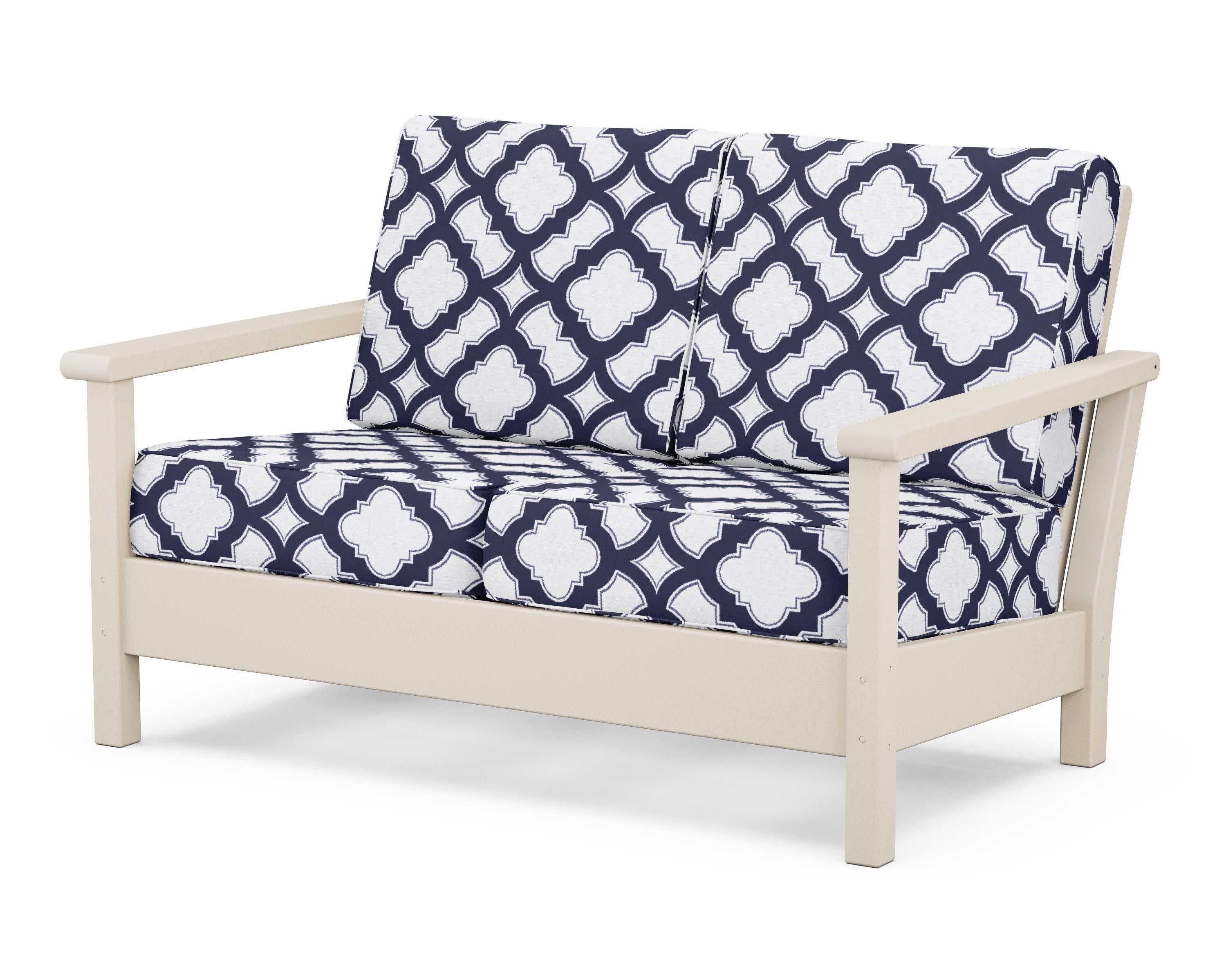 Harbour Deep Seating Loveseat in Sand / Trellis Navy
