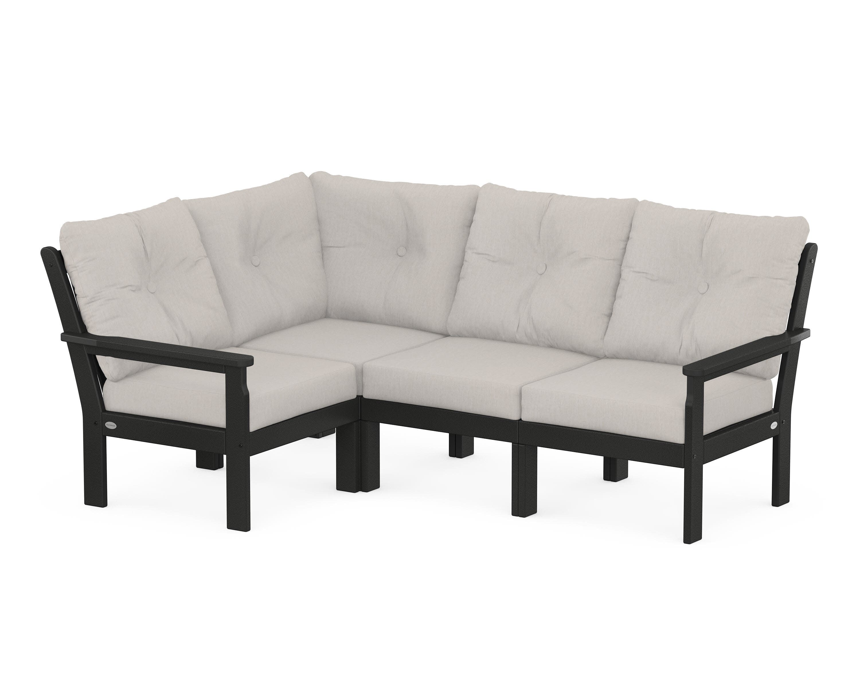 Vineyard 4-Piece Sectional in Black / Cast Ash