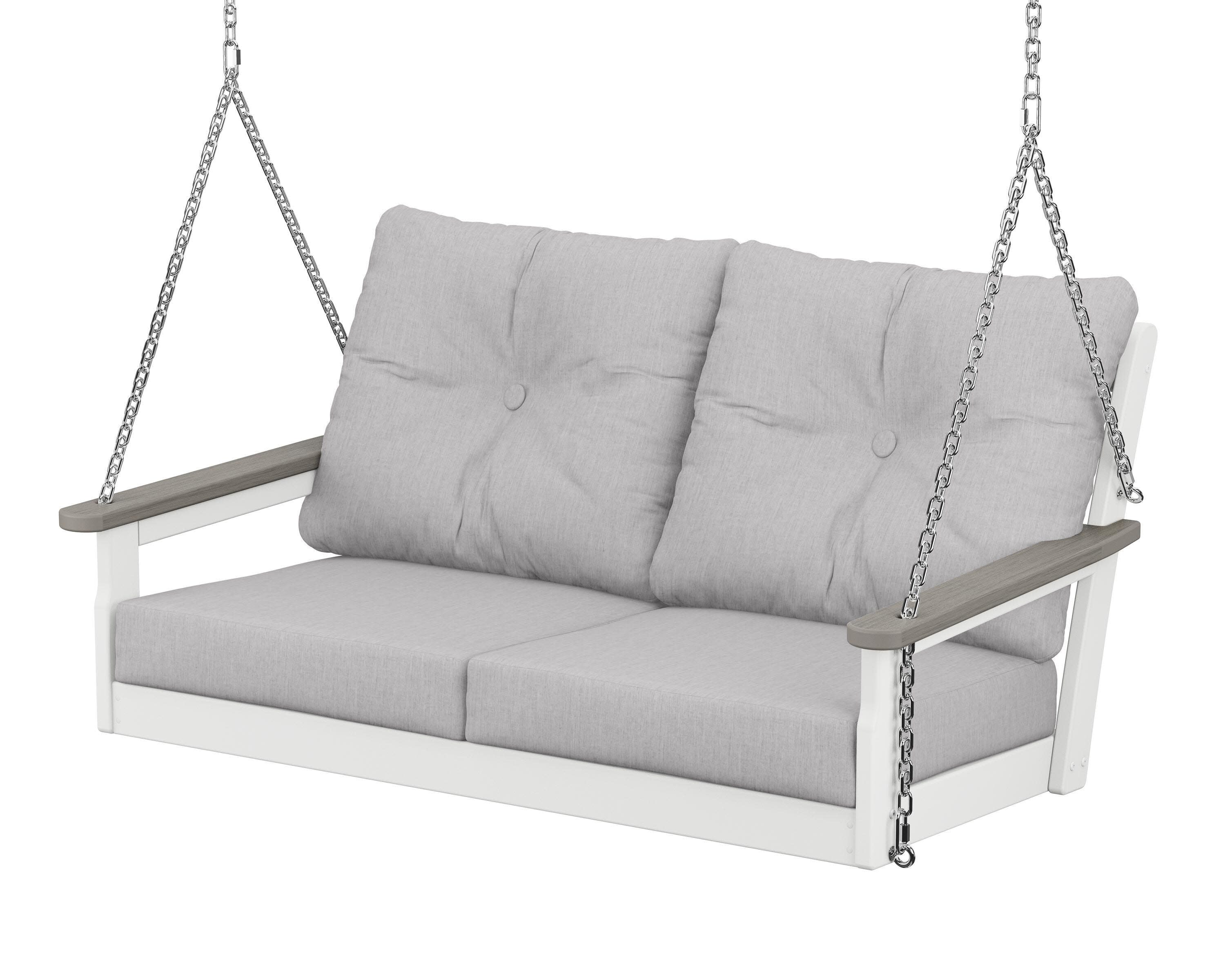 Vineyard Deep Seating Swing in White / Driftwood / Granite