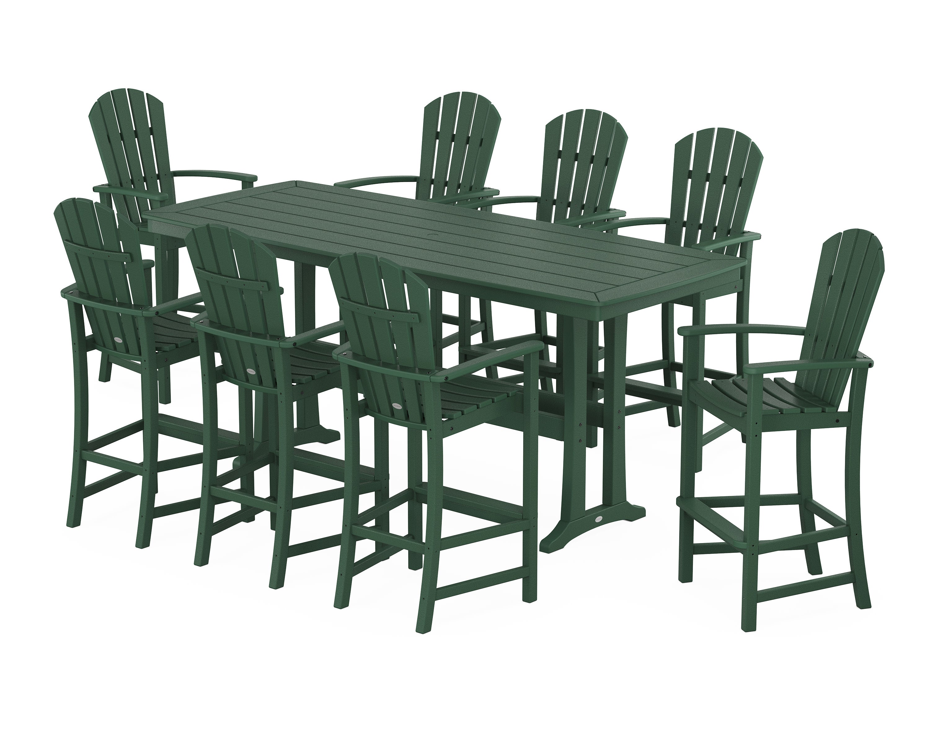 Palm Coast 9-Piece Bar Set with Trestle Legs in Green