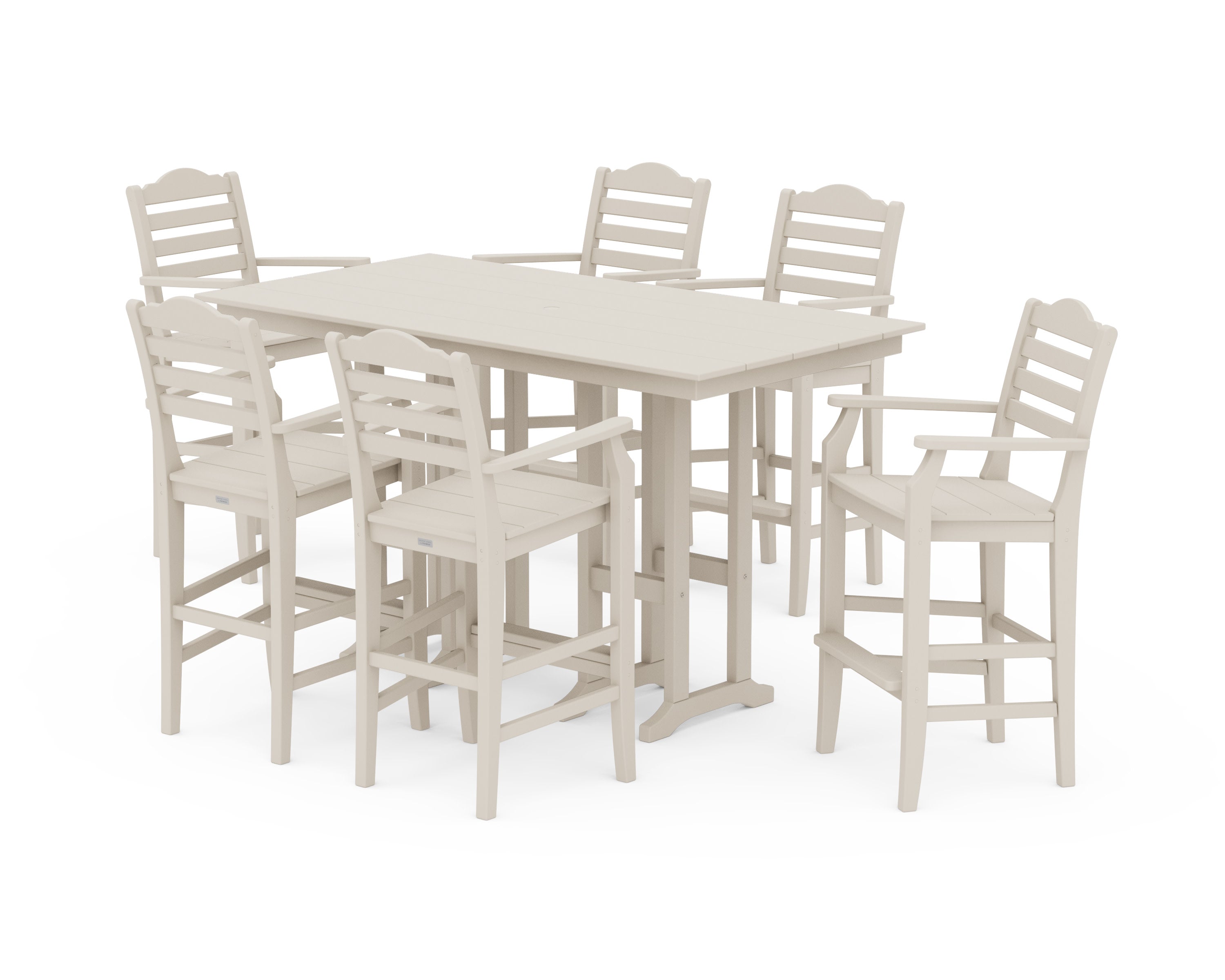 Savannah Arm Chair 7-Piece Farmhouse Bar Set in Sand