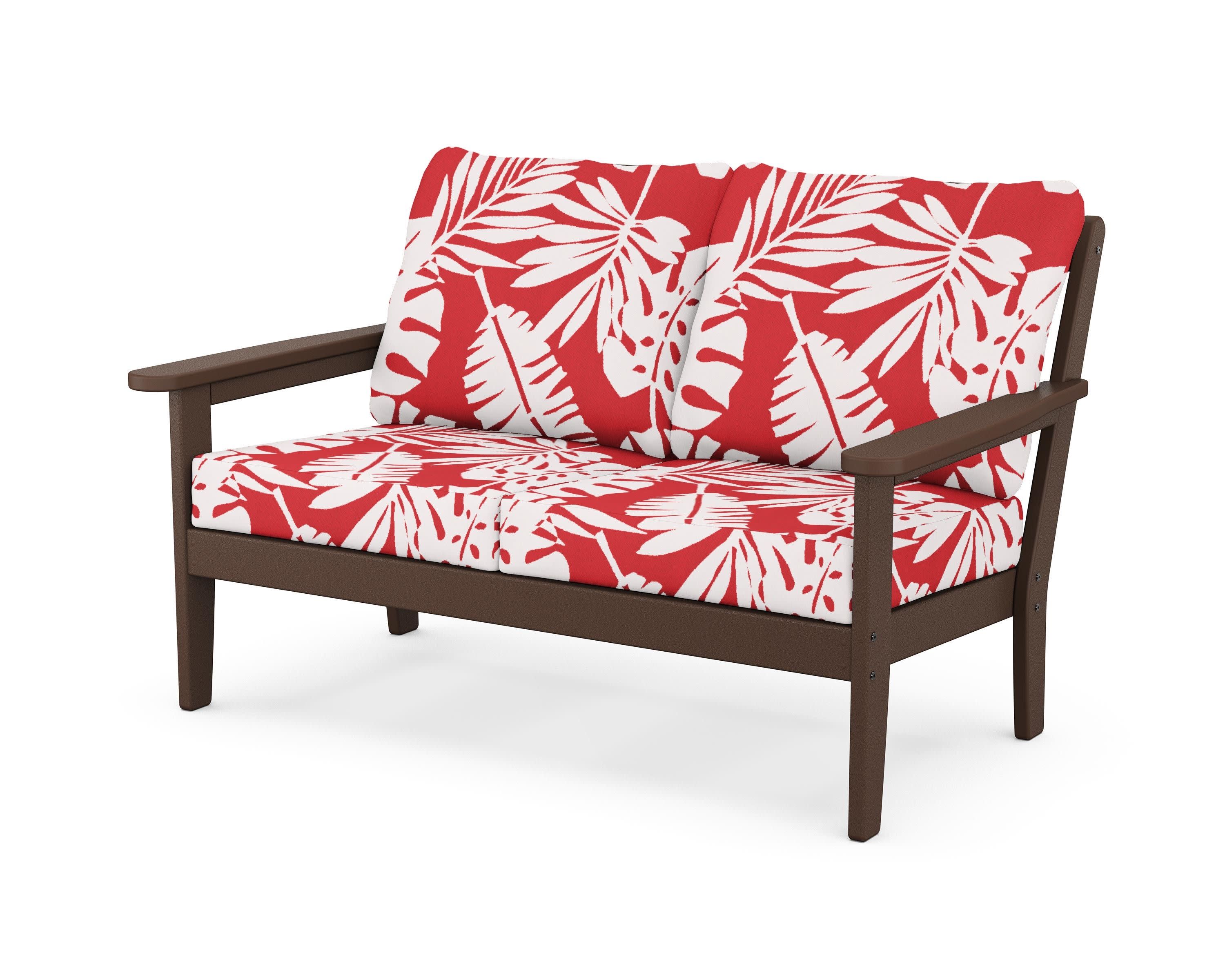 Cottage Deep Seating Loveseat in Mahogany / Leaf Crimson