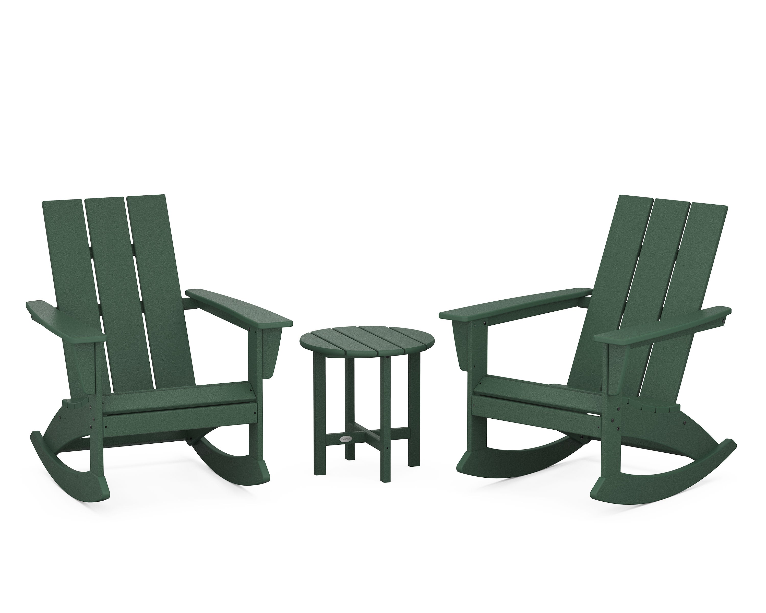Modern 3-Piece Adirondack Rocking Chair Set in Green