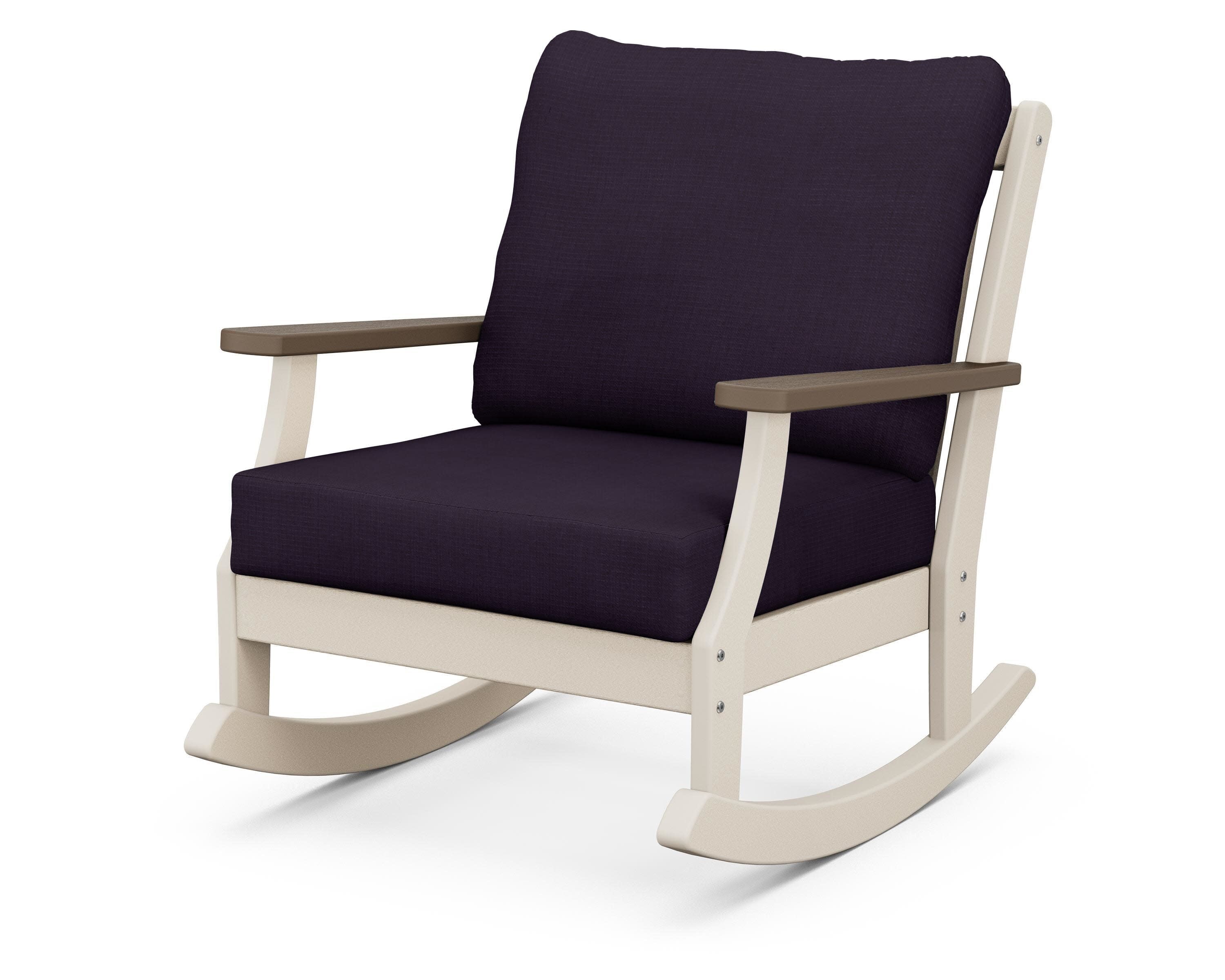 Braxton Deep Seating Rocking Chair in Sand / Kona / Navy Linen