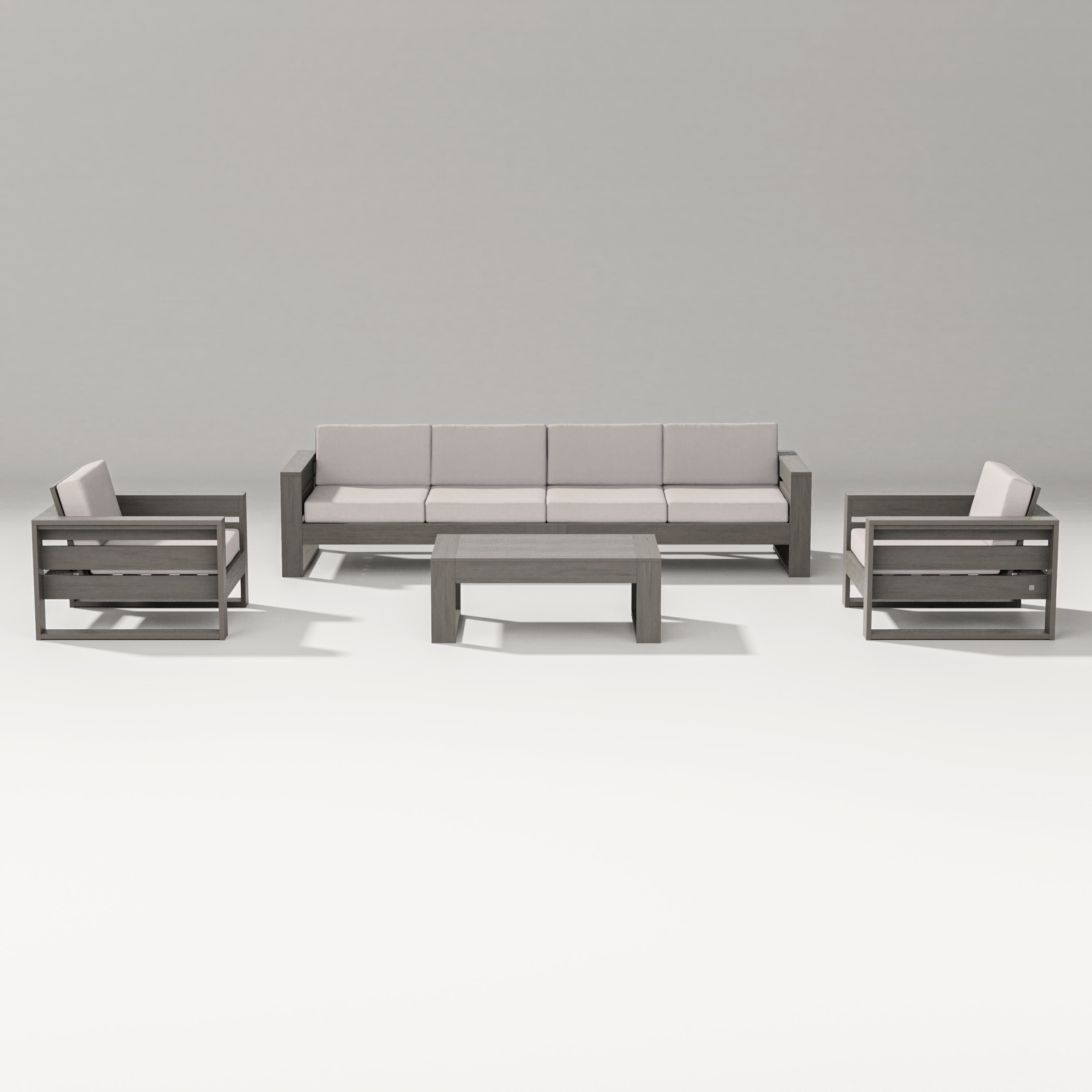 Latitude 5-Piece Lounge Sofa Set in Driftwood / Dune Burlap